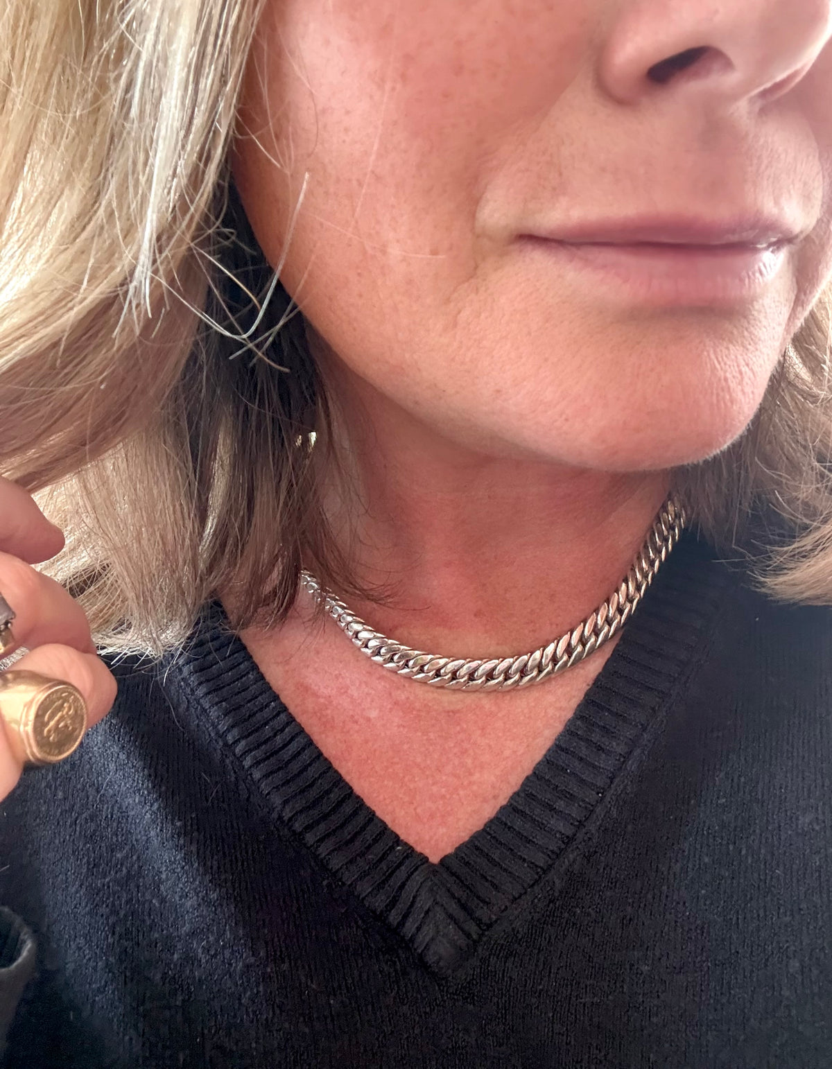 .10mm .1990s .925 modernist era chunky sterling silver thick Cuban Miami link flat link Italian luxurious puffy silver Cuban Curb chain necklace