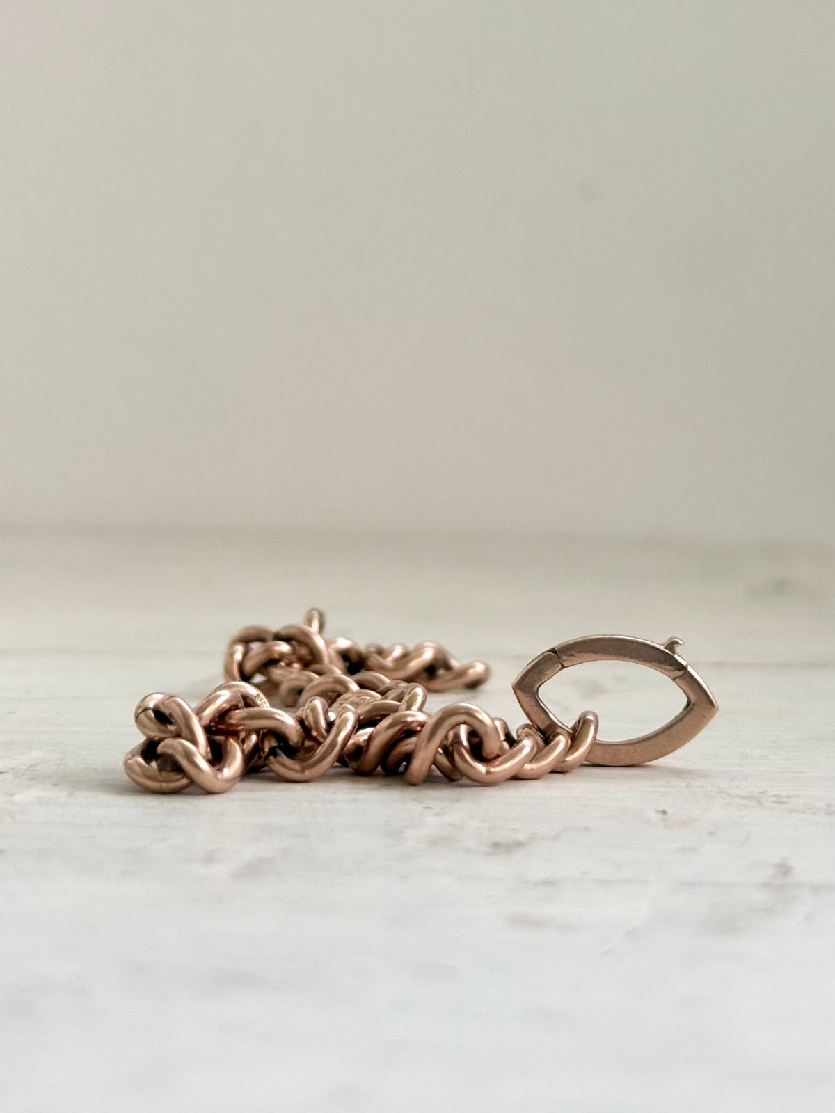 .375 .9ct heirloom classic solid rose gold hallmarked fob chain curb chain bracelet extension chain