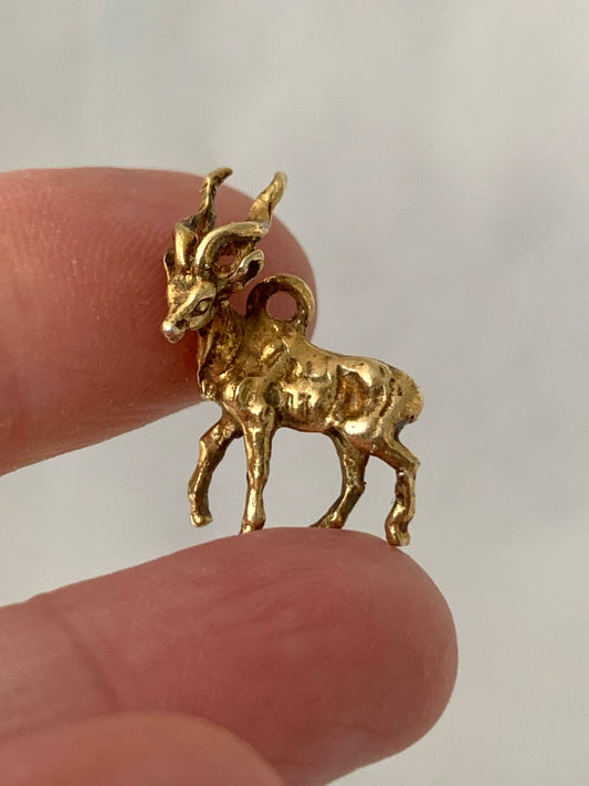 .925 1950s 1960s Antelope Bokkie Gold Fill Figural Buck Golden modernist mid century modern silver gold plated figural Charm pendant