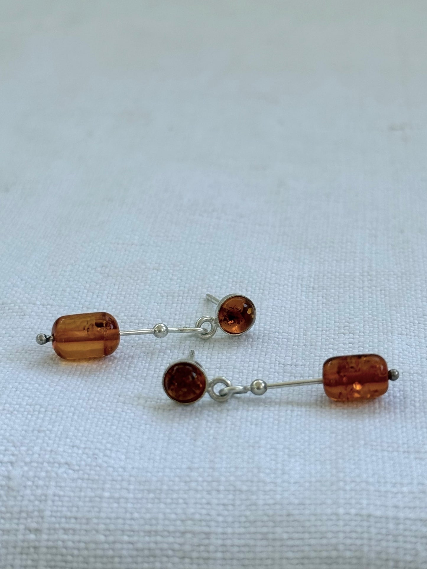 .925 Amber gemstone dangle earrings