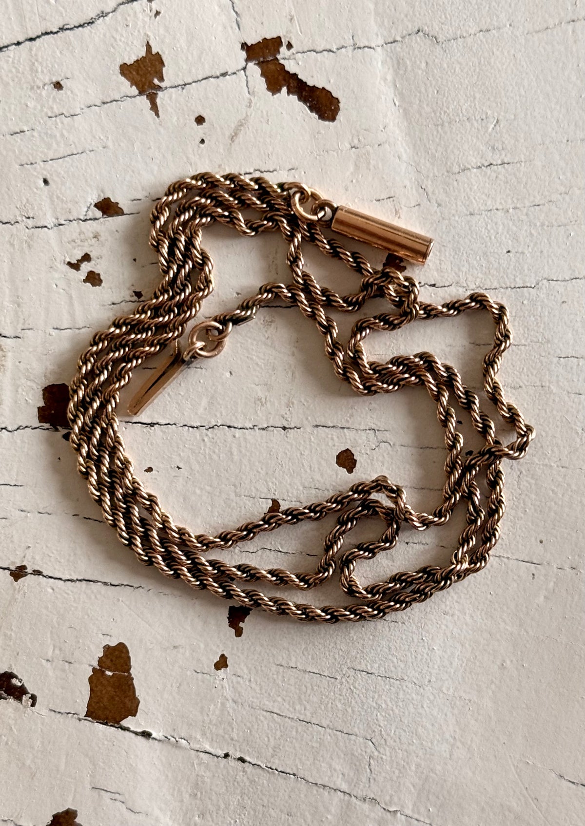 .1900s .375 .9ct true antique 9ct warm rose gold Edwardian fancy rope weave gold luxury chain barrel clasp antique chain necklace