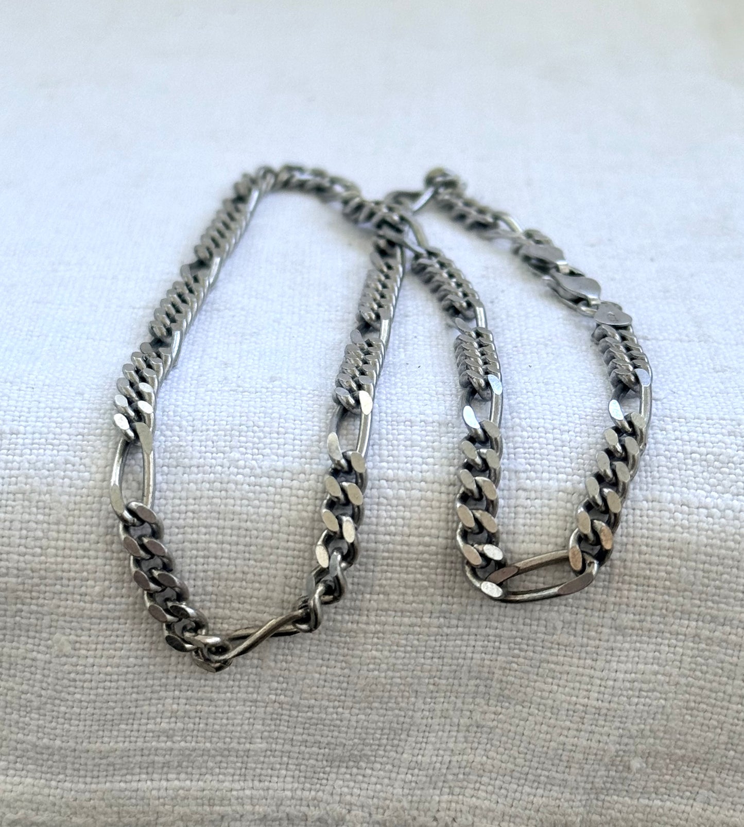 .1970s .925 .42cm retro perfect sterling silver chunky link well made Figaro chain modernist chain link necklace