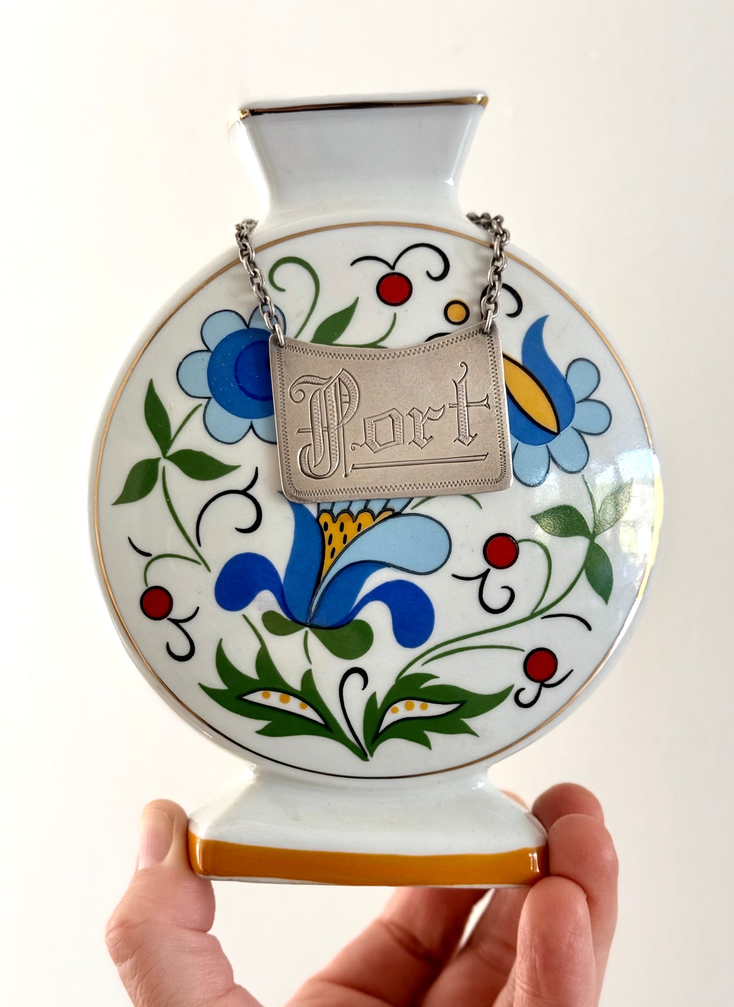 .925 alcohol Port decanter sterling silver liquor bottle label tag