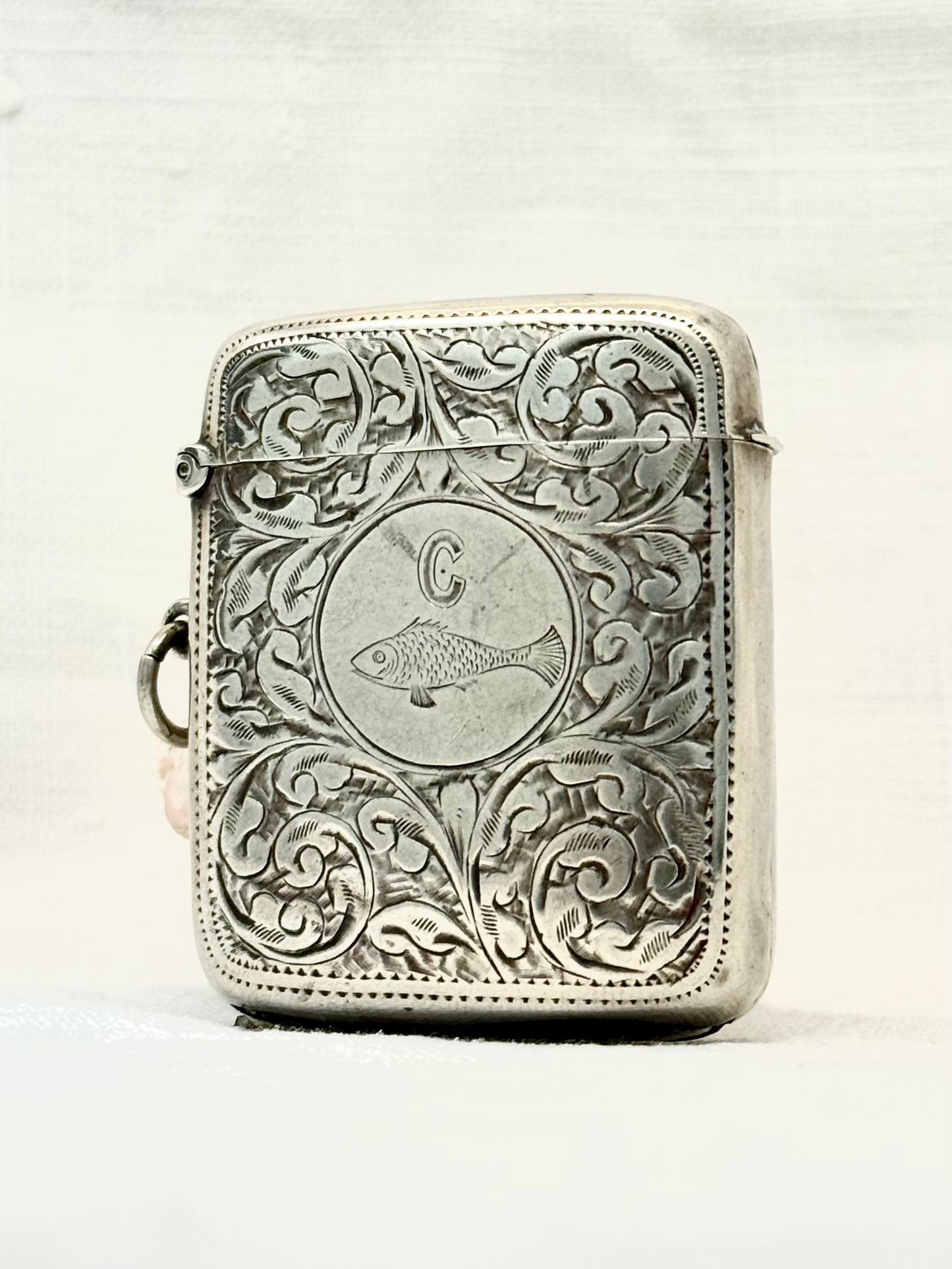 .1901 .925 antique collectors Rare Edwardian Victorian 1901 Sterling Silver Combination Match Vesta Photo frame Locket cheroot case pendant