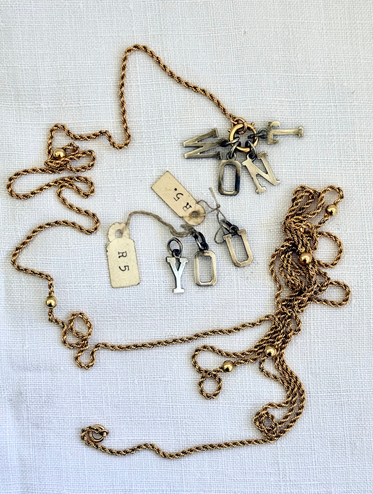 .925 vintage N capital letter pendants