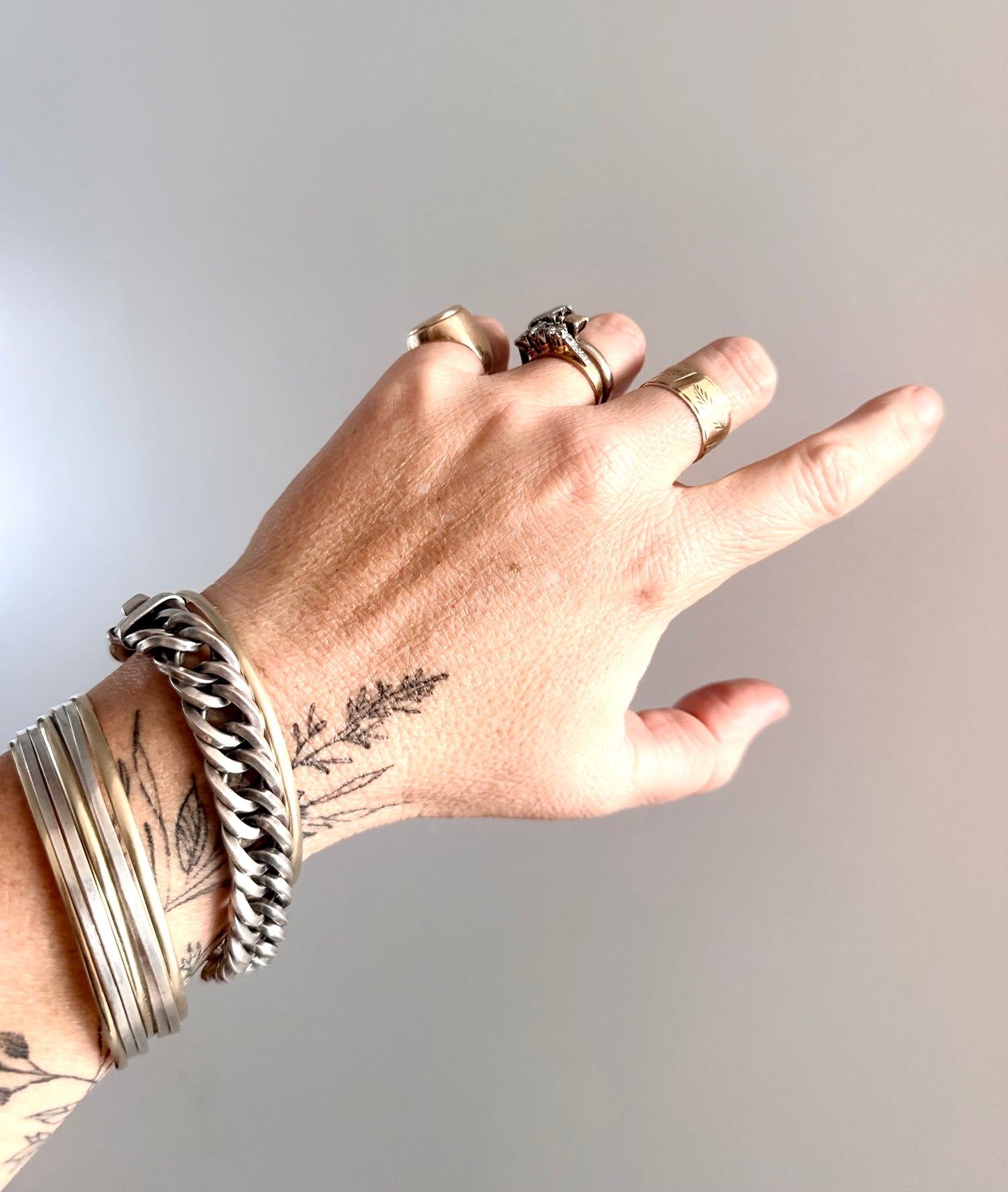 .1980s .1990s ultra chunky “fat boy” .925 wide link curb link chunky fish bone link sterling silver signoretti clasp bracelet