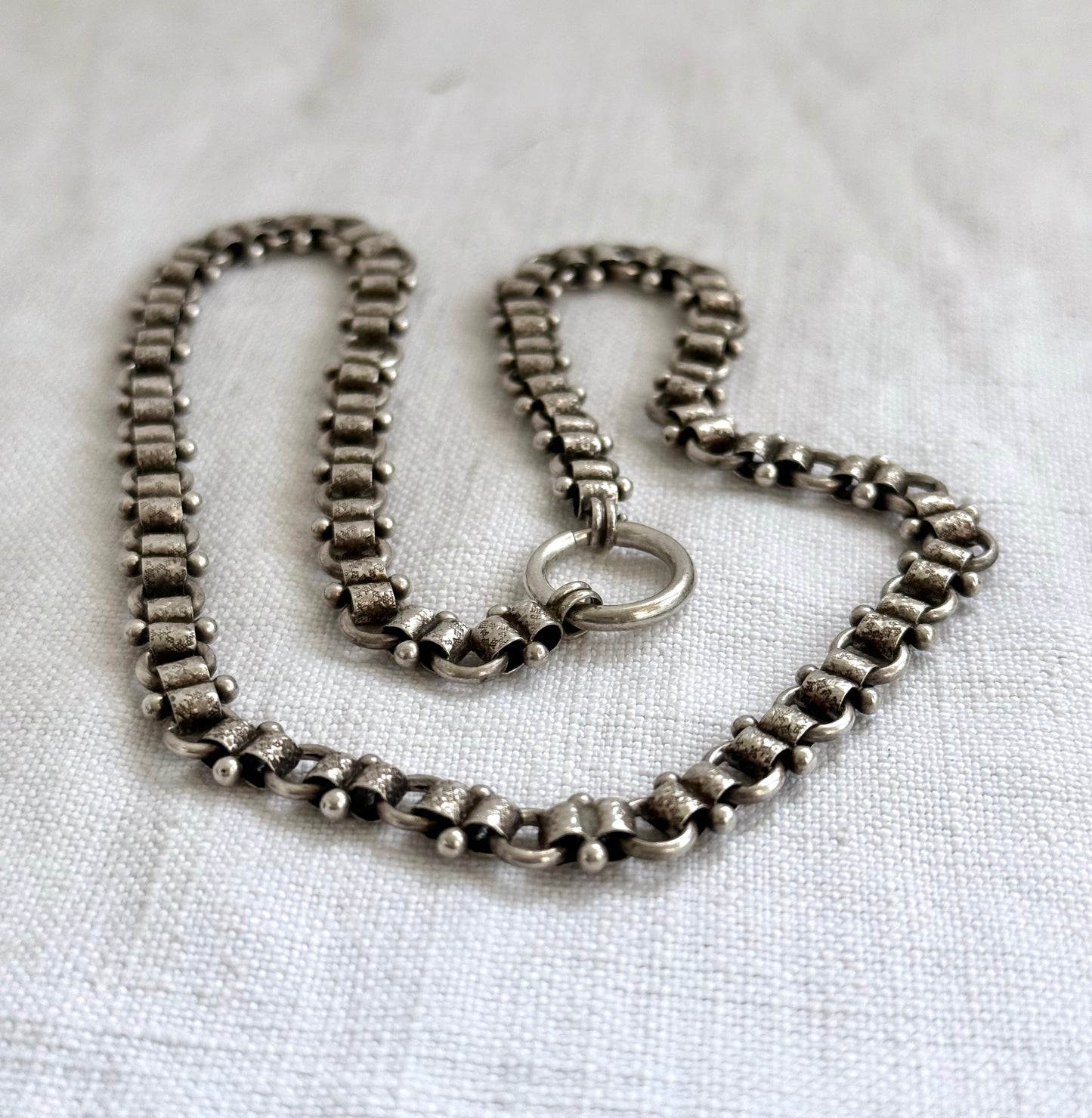 . 1880s .1890s .925 antique Victorian era rare Etruscan revival book chain collar necklace