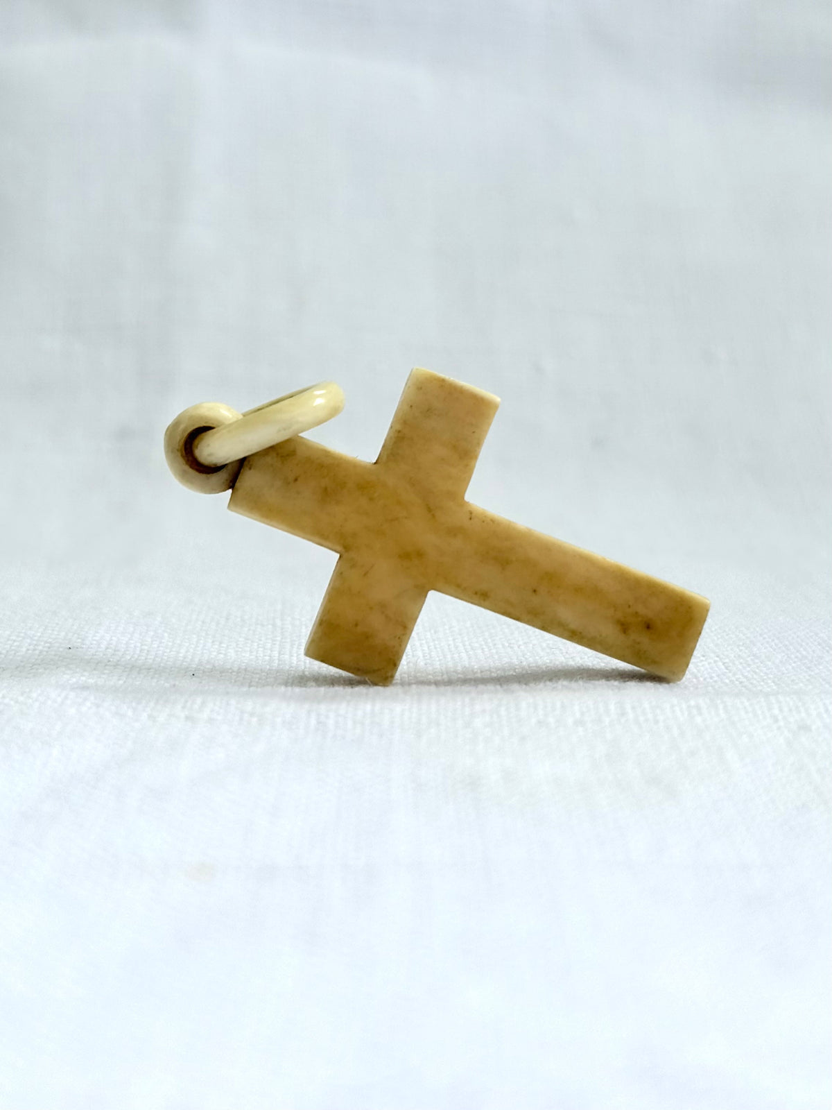 .1880s .1890s antique Victorian pre ban ivory hand carved cross pendant