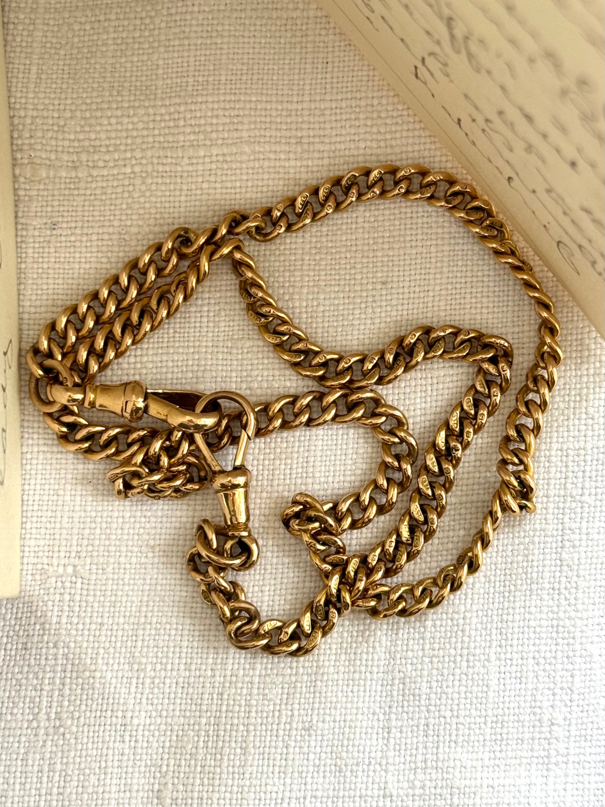 .1920 .375 .9ct antique desirable Edwardian graduated solid gold hallmark 375 gold fob chain necklace