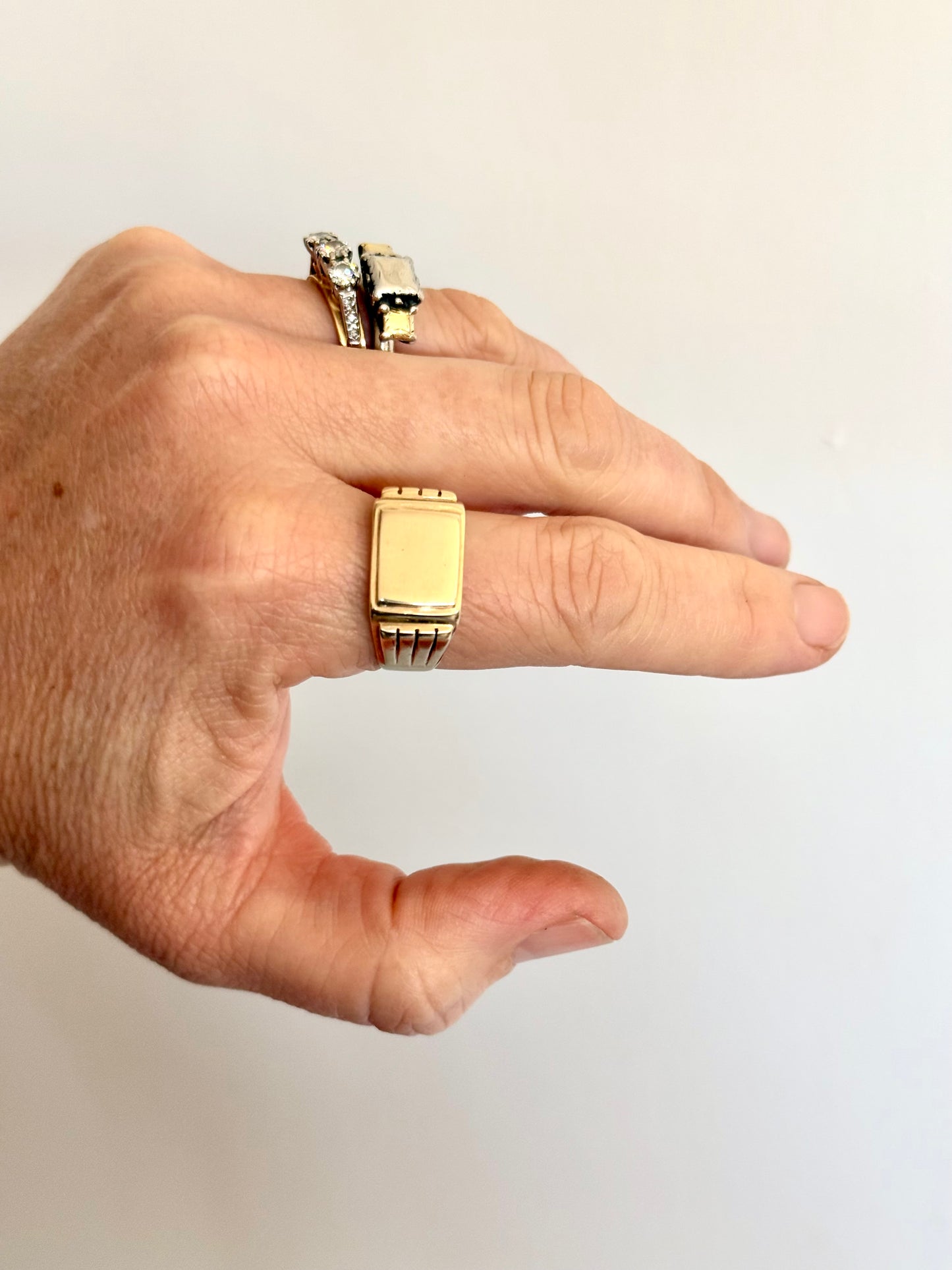 .1950s .1960s .375 .9ct architectural magnificent yellow gold mid century modern solid gold signet seal gold heirloom ring
