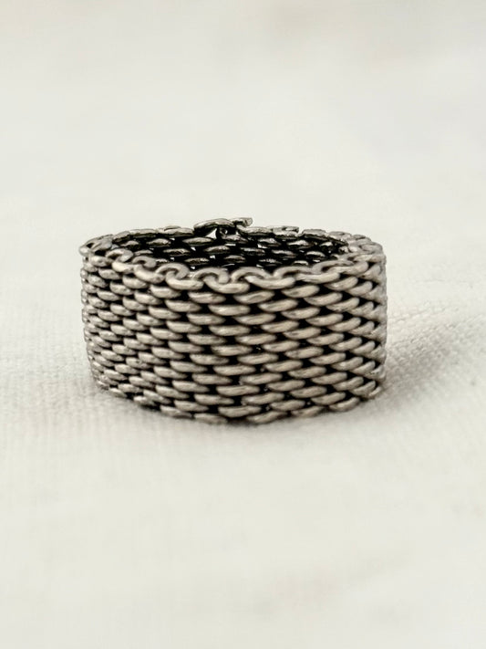 .925 modernist design iconic chain mesh chainmail ring band