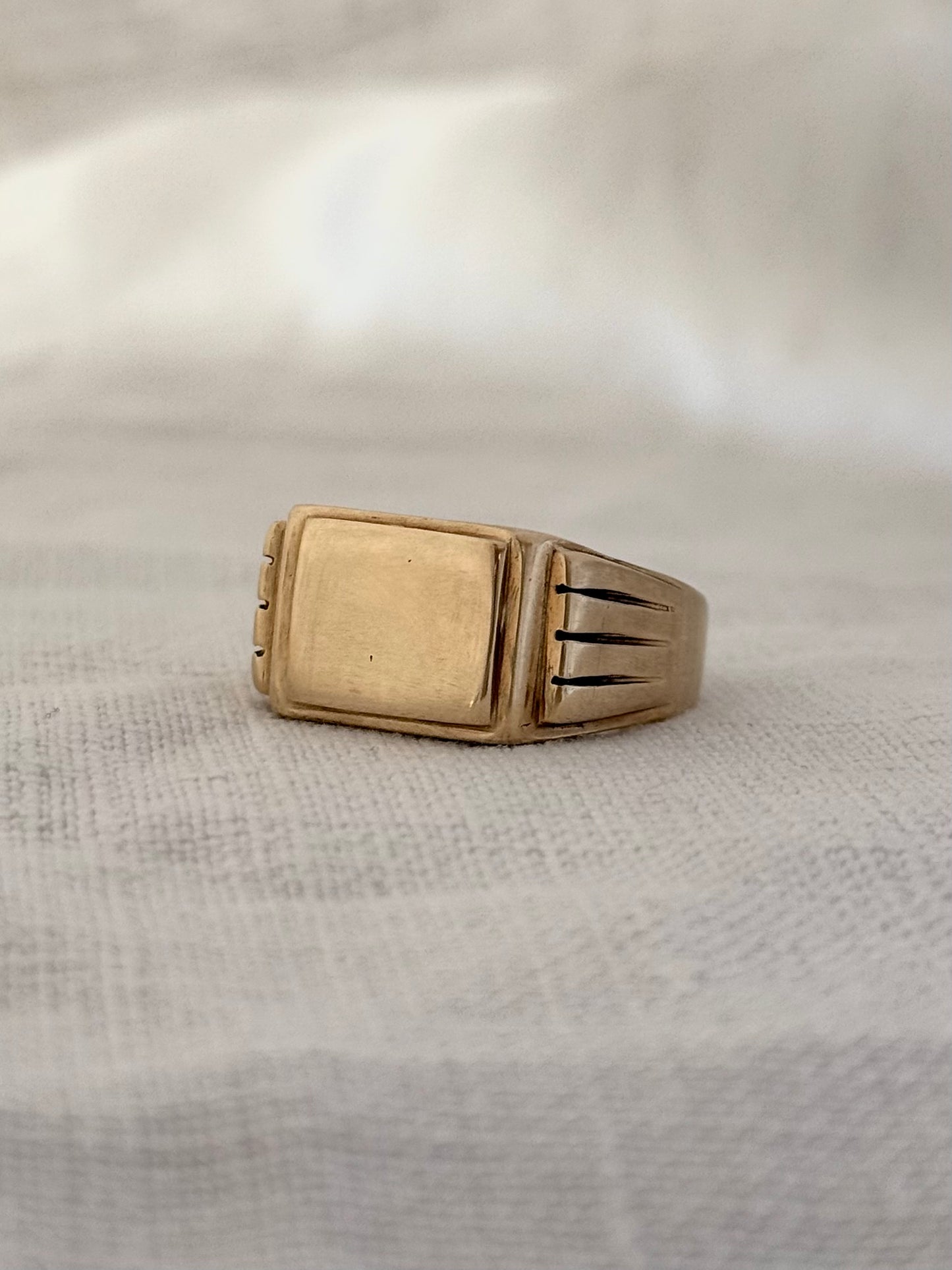 .1950s .1960s .375 .9ct architectural magnificent yellow gold mid century modern solid gold signet seal gold heirloom ring