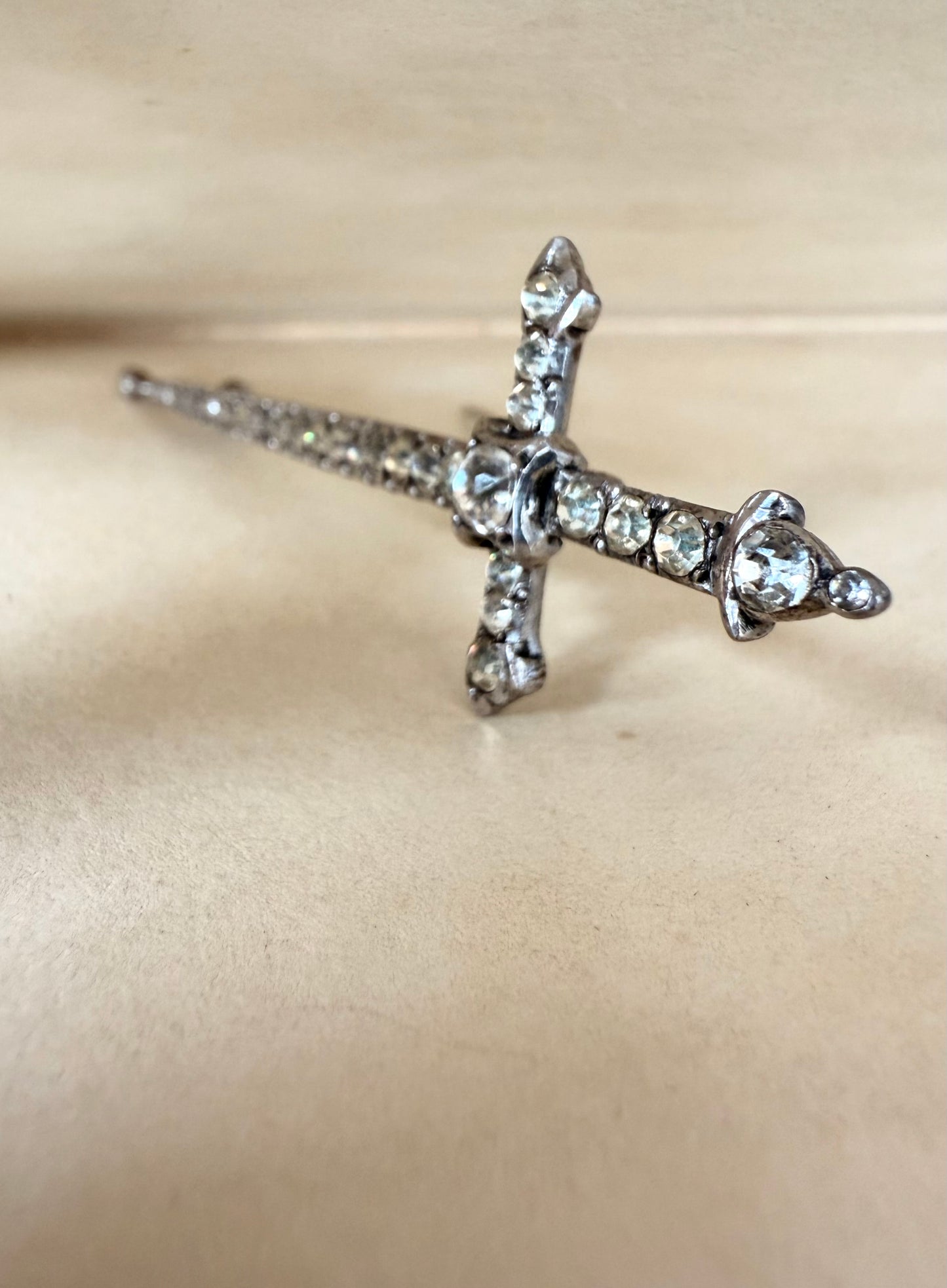 .925 1890s 1900s 1920s Dagger brooch Victorian revival diamond paste highly collectable sterling silver Sword Dagger brooch pin