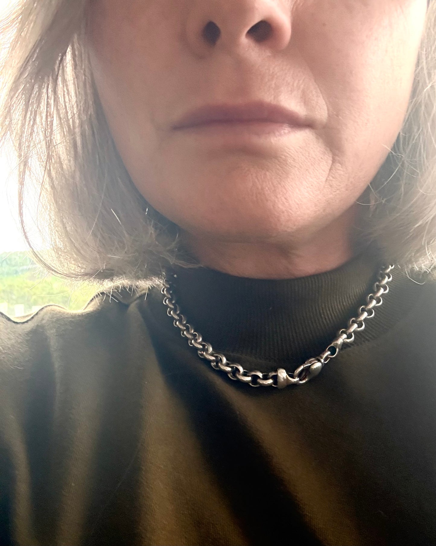 .925 classic modernist silver set chunky sterling silver oversized Rolo link modern lobster clasp modern silver chain necklace
