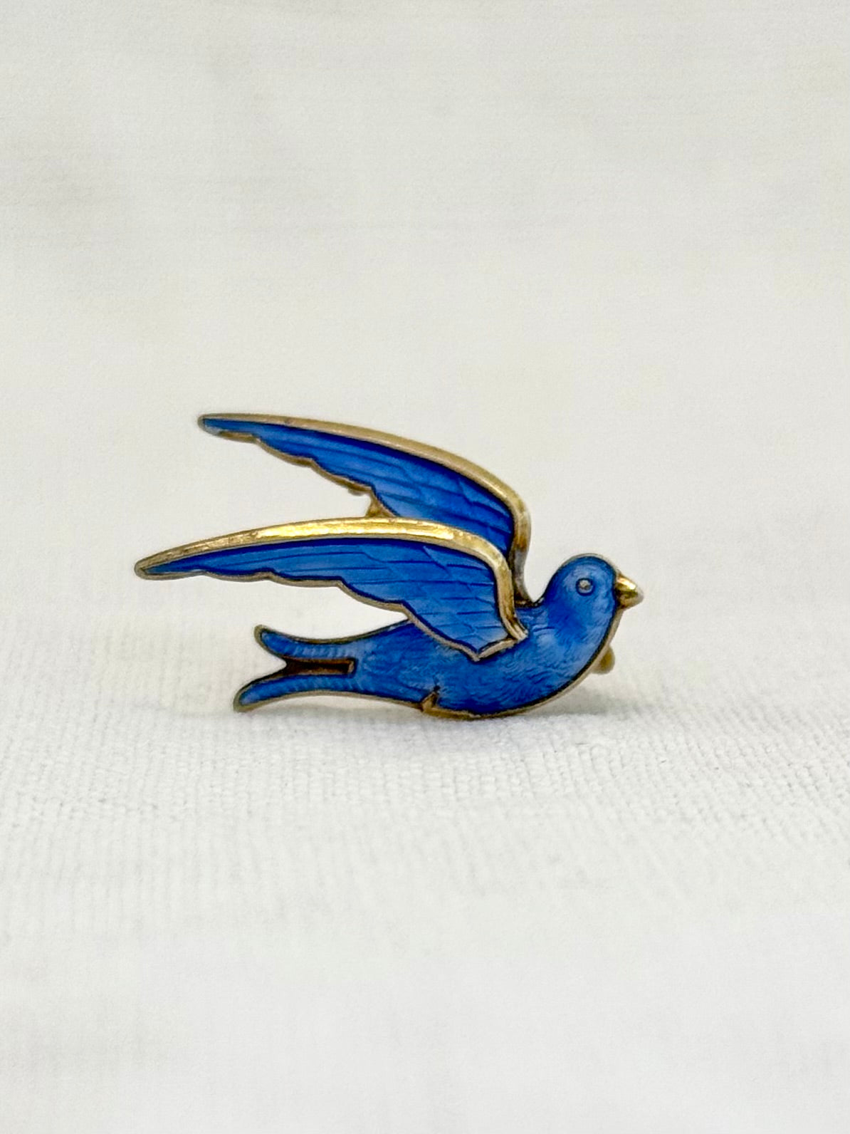.1950s collectors bird dove royal blue enamel brooch by Hans Myhre of Oslo Norway