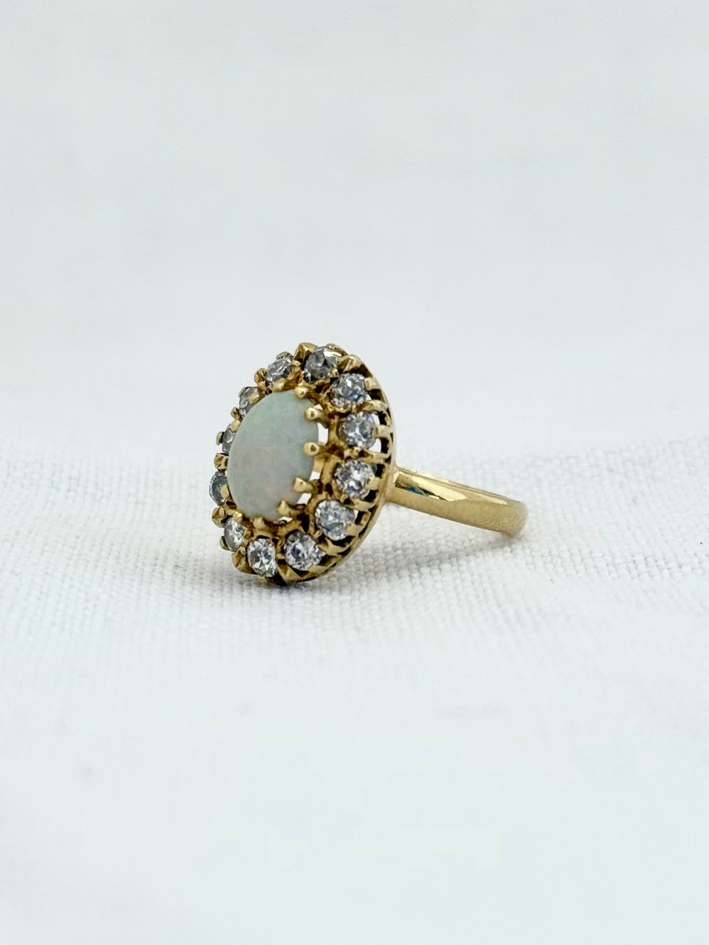 .18ct .12 diamonds 1900s magnificent antique Edwardian Opal and Diamond halo rosette beautiful heirloom dress ring
