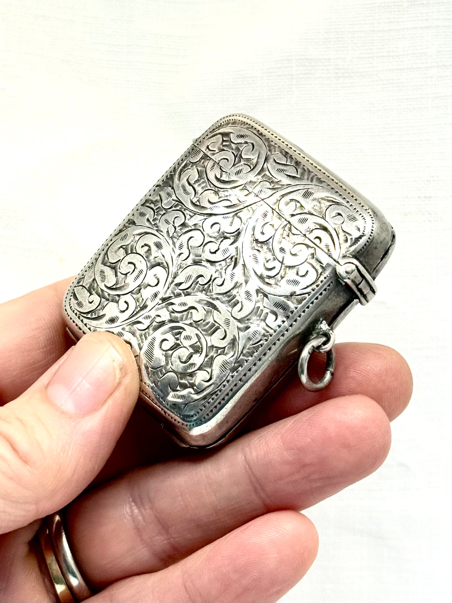 .1901 .925 antique collectors Rare Edwardian Victorian 1901 Sterling Silver Combination Match Vesta Photo frame Locket cheroot case pendant