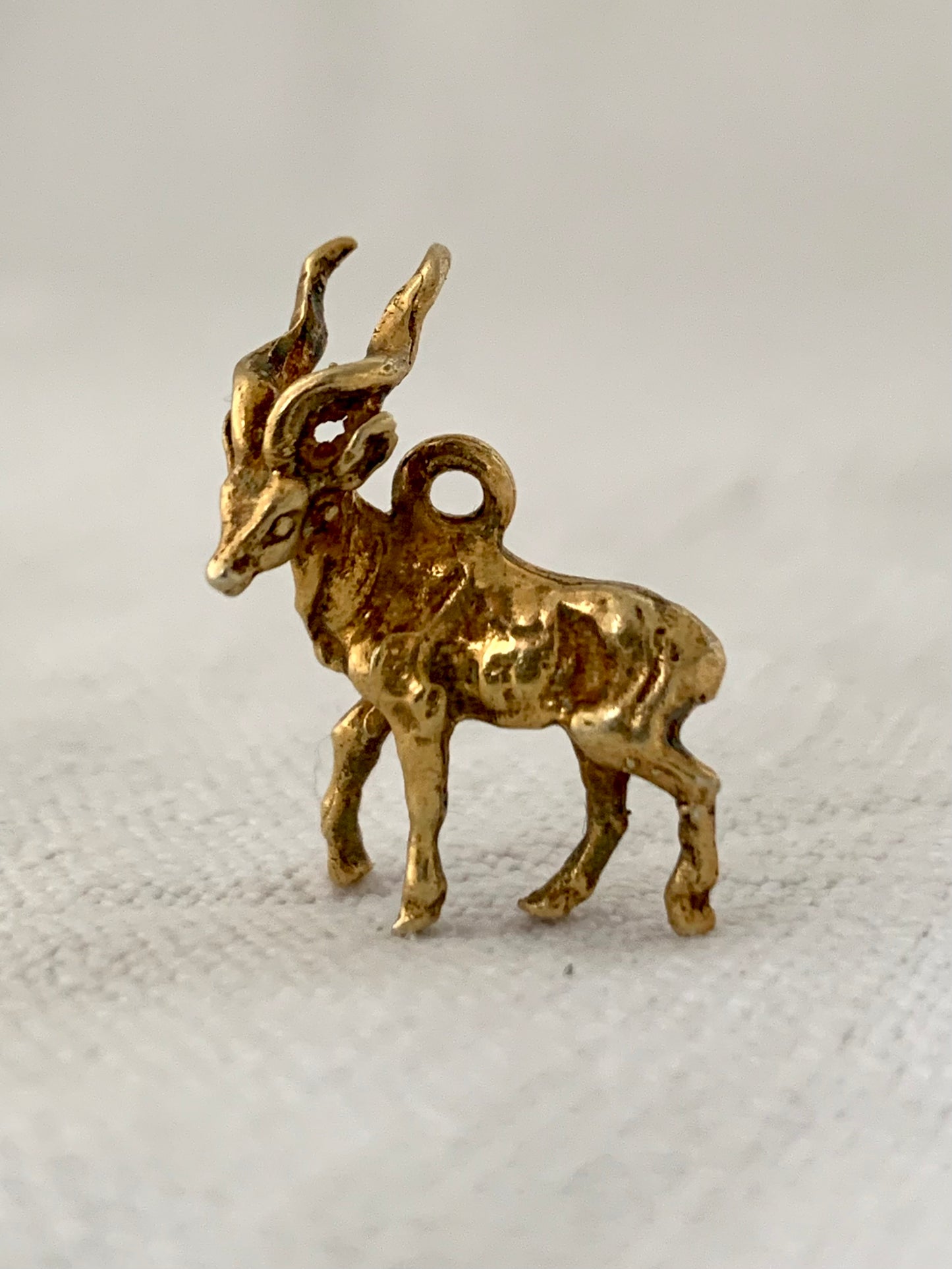 .925 1950s 1960s Antelope Bokkie Gold Fill Figural Buck Golden modernist mid century modern silver gold plated figural Charm pendant