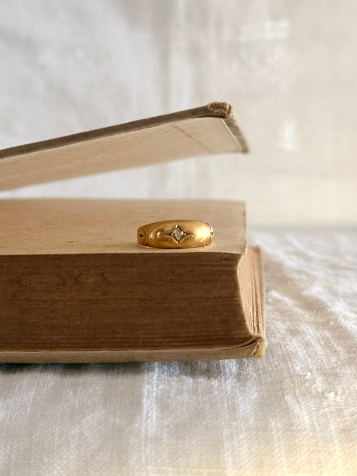 .1892 .18ct .1 diamond Chester circa 1892 fancy star starburst diamond gypsy band high carat gold engagement wedding commitment ring