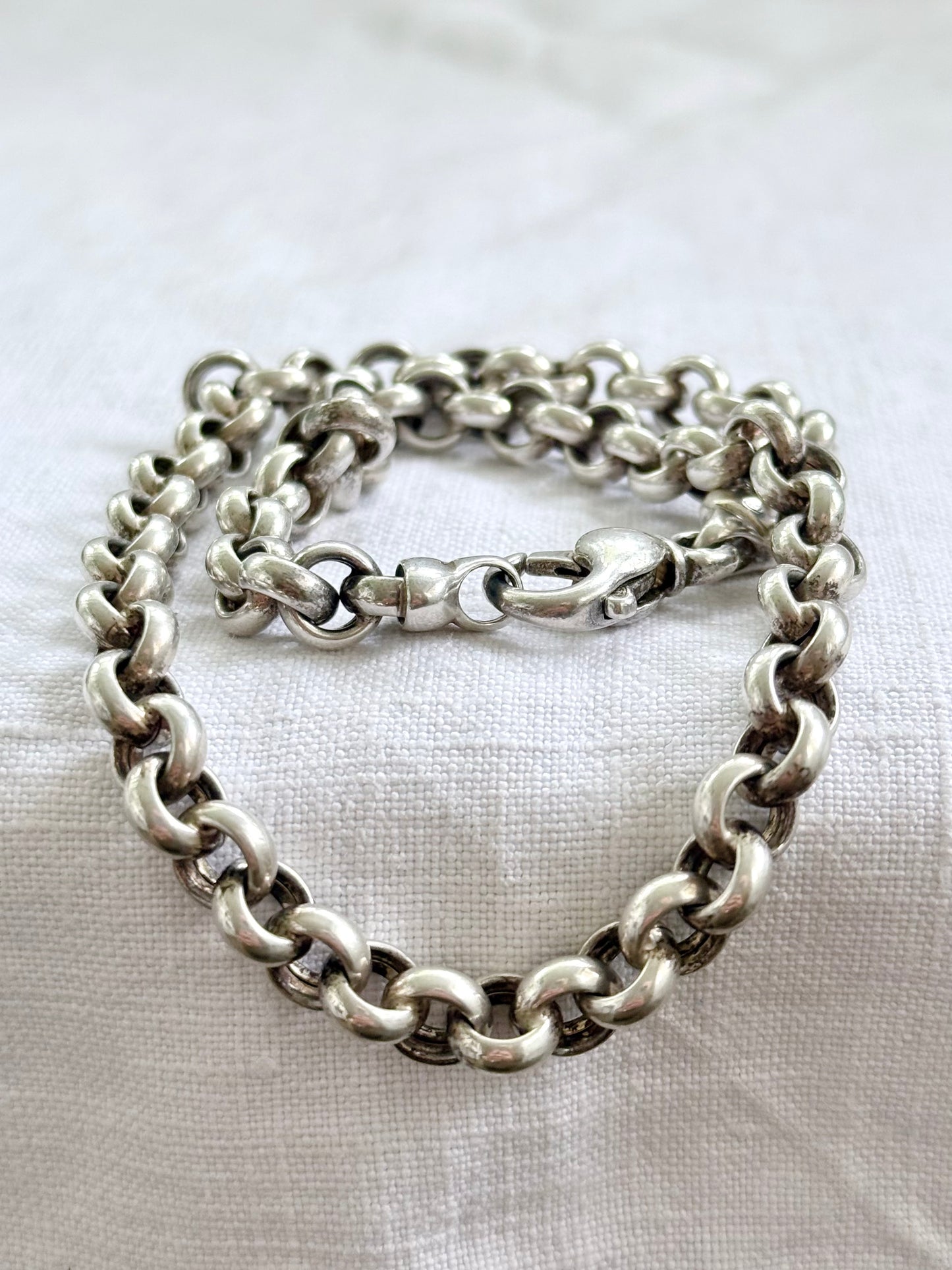 .925 classic modernist silver set chunky sterling silver oversized Rolo link modern lobster clasp modern silver chain necklace