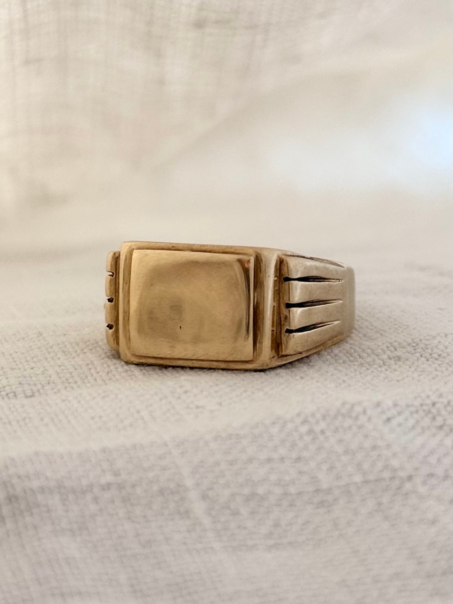 .1950s .1960s .375 .9ct architectural magnificent yellow gold mid century modern solid gold signet seal gold heirloom ring