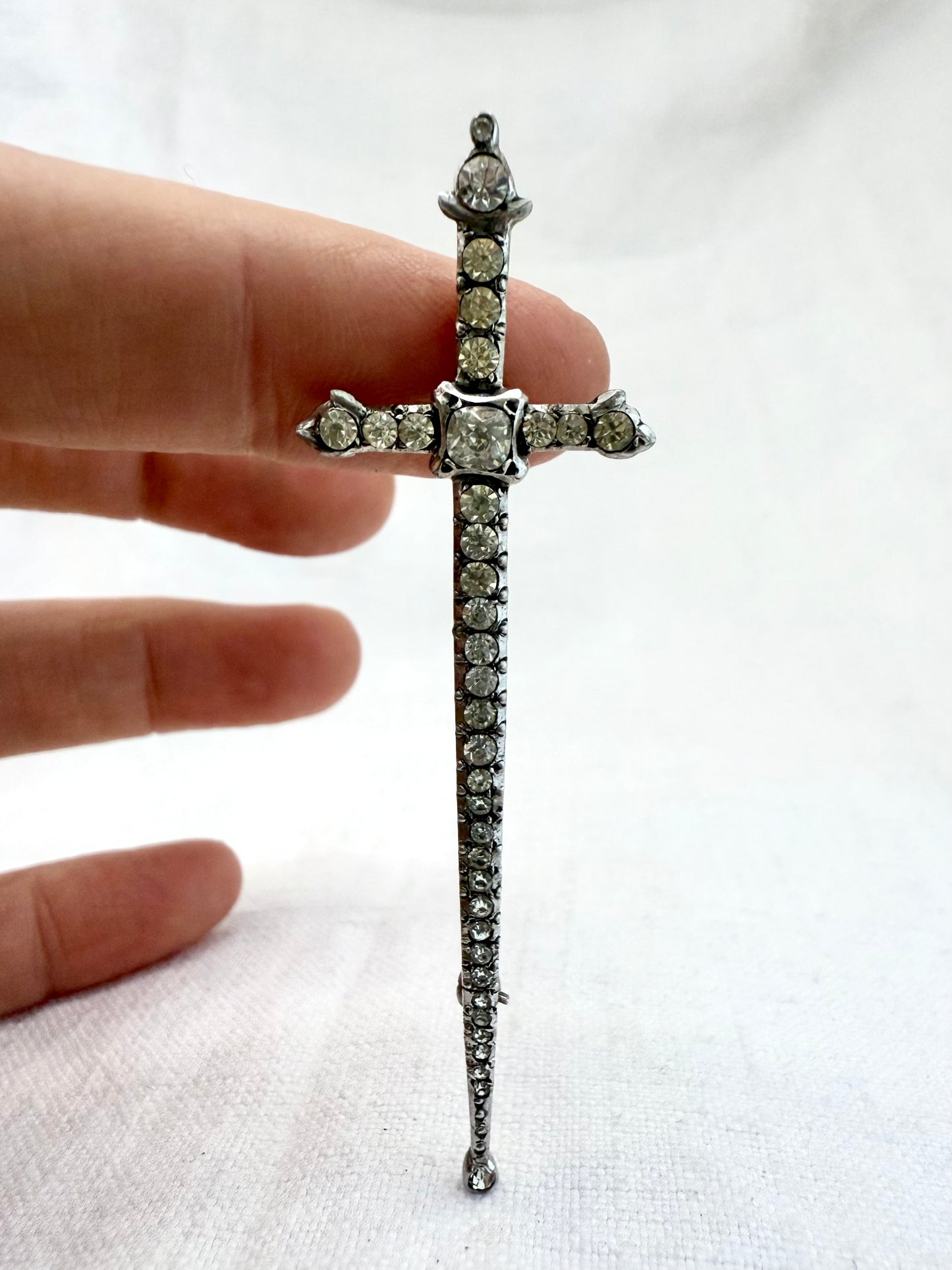 .925 1890s 1900s 1920s Dagger brooch Victorian revival diamond paste highly collectable sterling silver Sword Dagger brooch pin