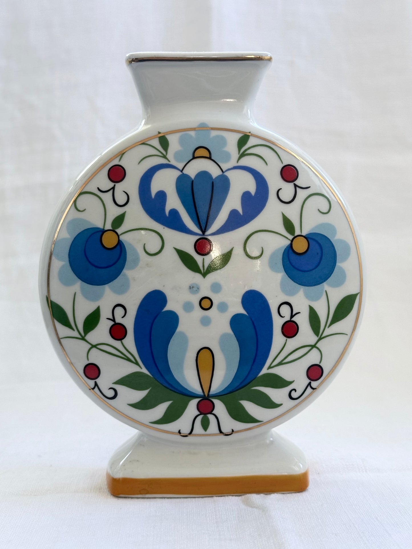 .1960s .1970s Poland Lubiana floral folk art vintage porcelain vase