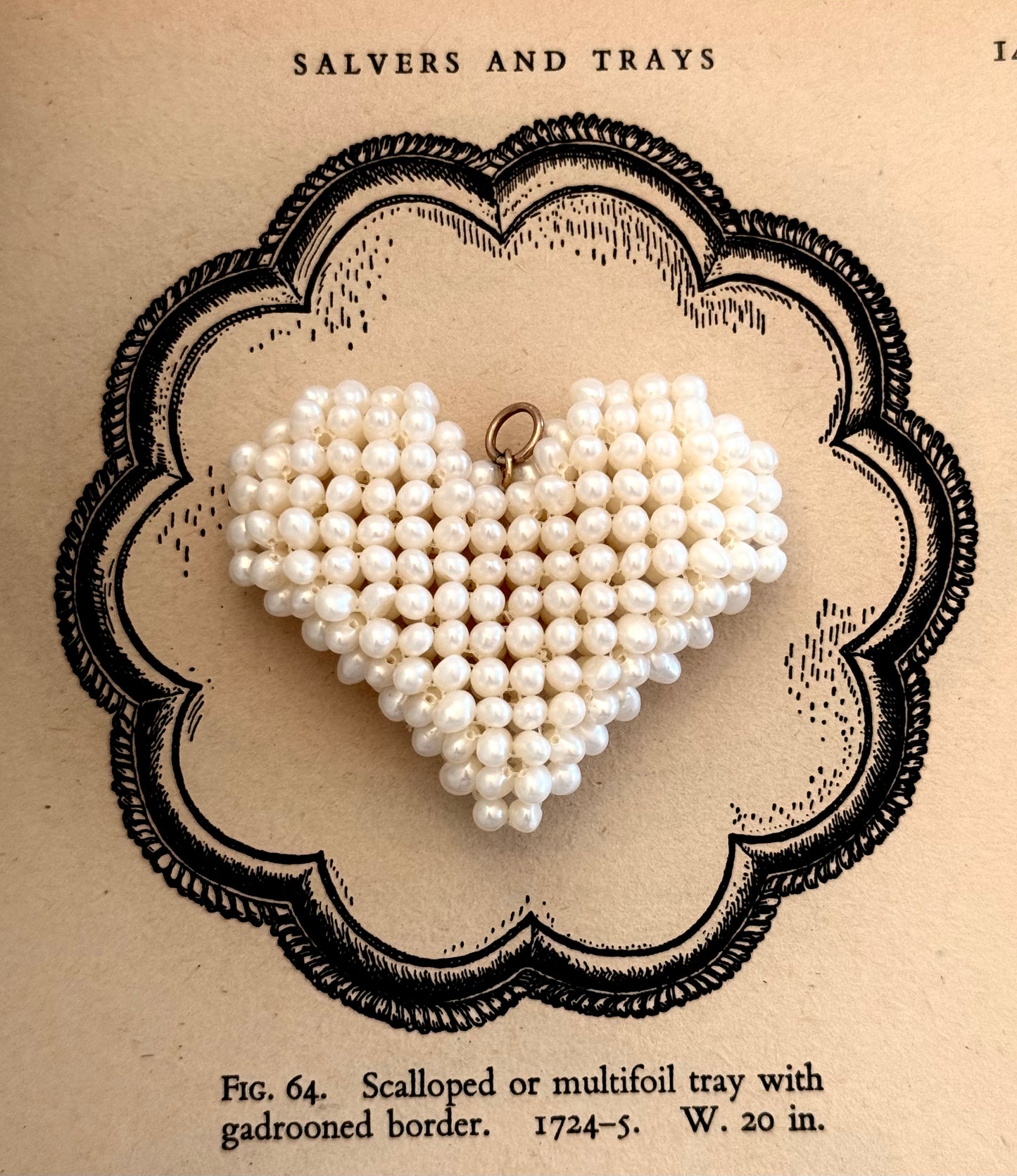 .1950s .1960s .1980s cultured pearl crochet heart modern pop art oversized real pearls and gold heart pendant