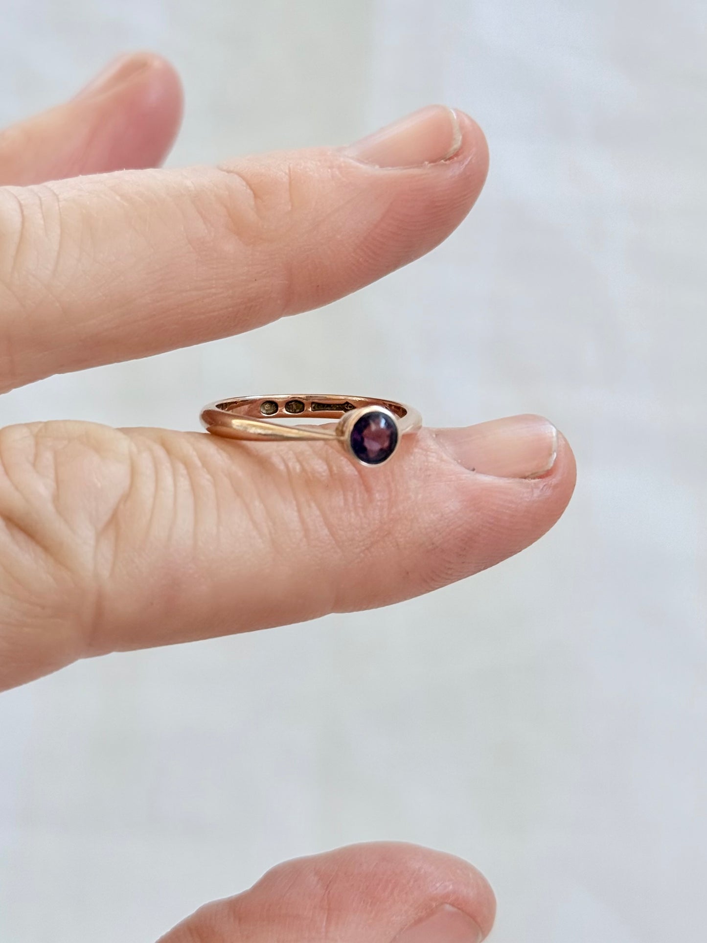 .1926 .375 .9ct Rose Gold Amethyst Art Deco era Antique dress ring