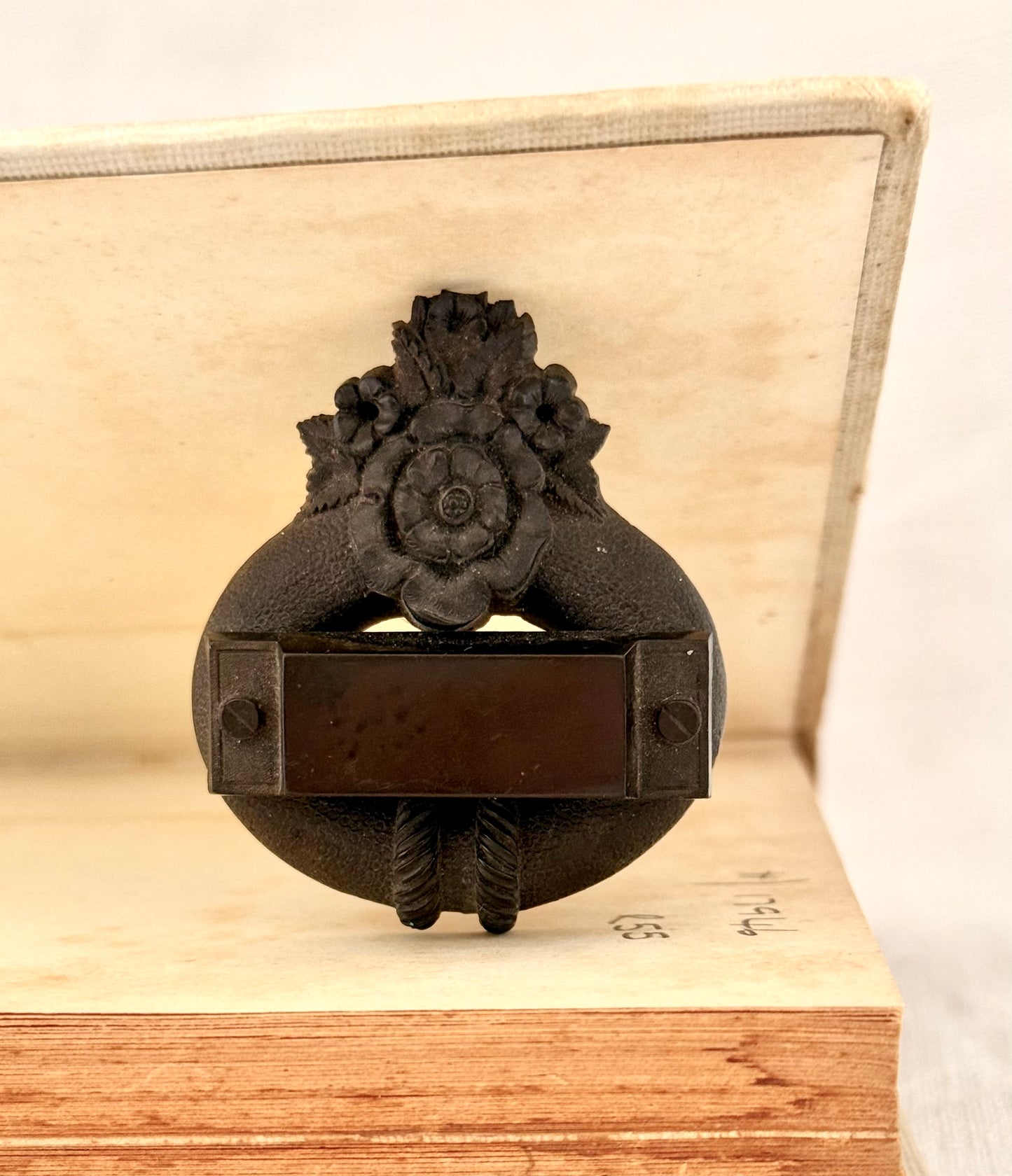 .1860s .1890s antique Bog Oak Victorian floral and garter historic Mourning brooch