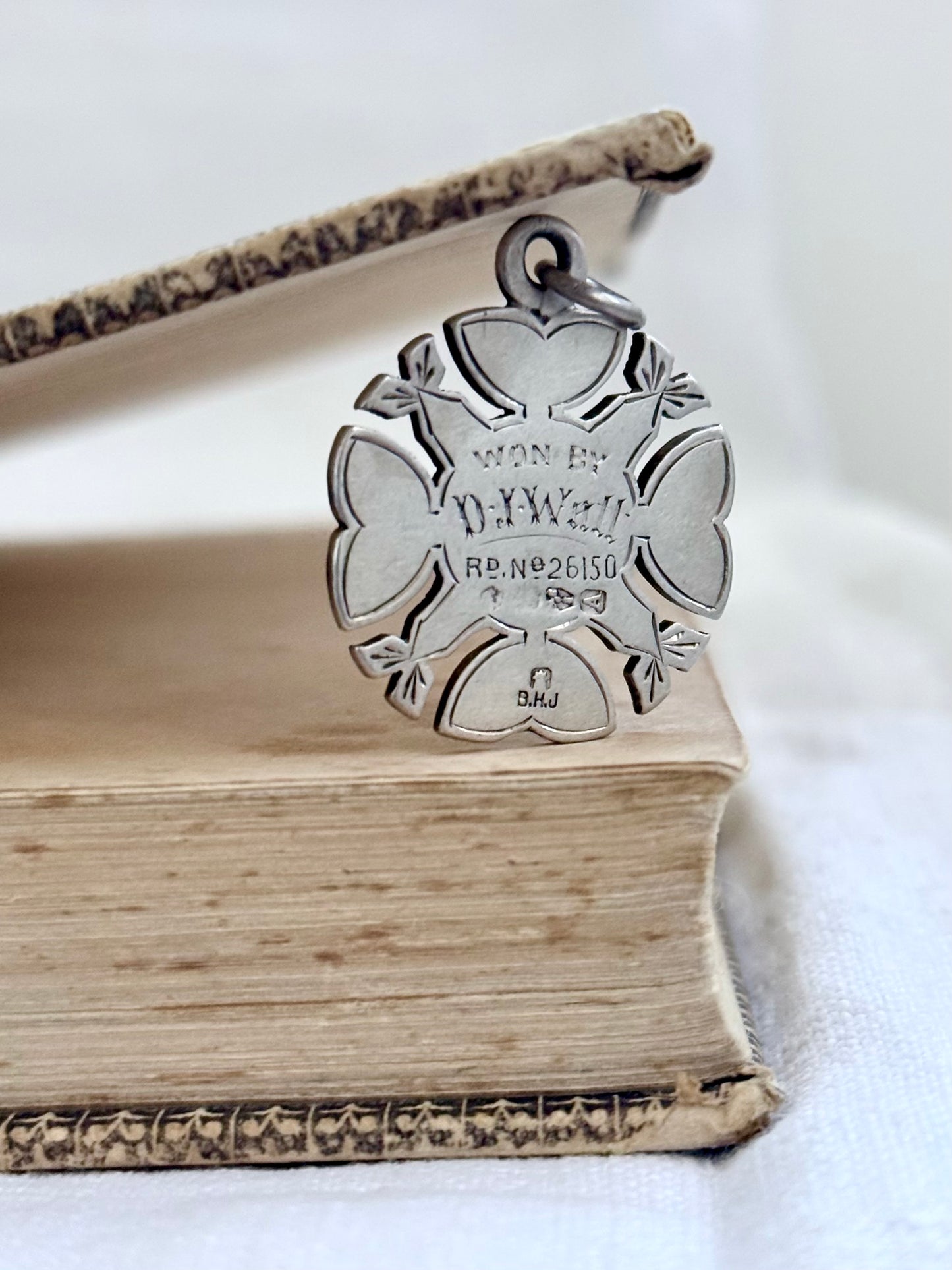 .1884 .925 antique Chester hallmarked miniature awards fancy Jerusalem Cross Victorian awards fob medallion pendant