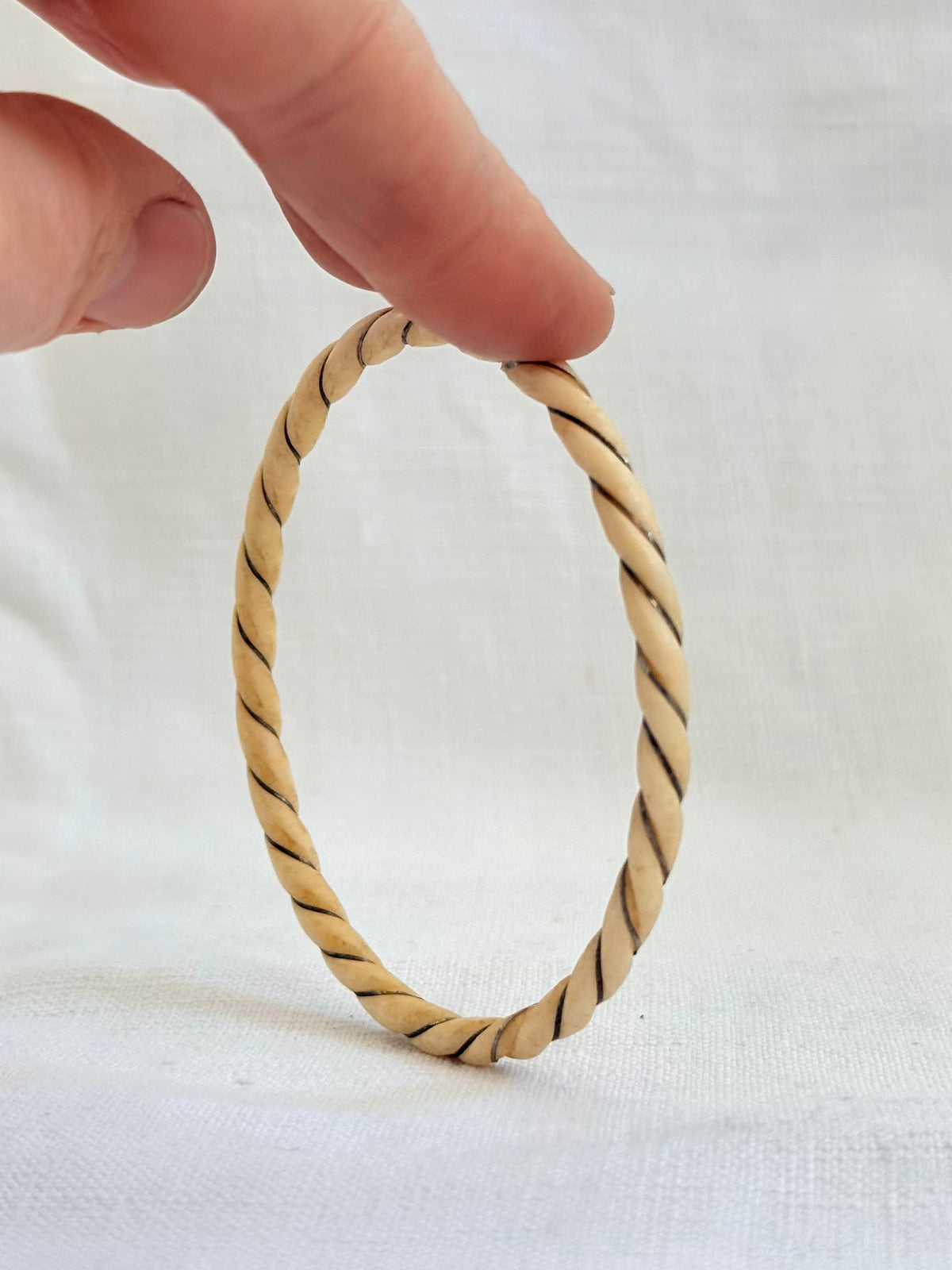 .1900s antique pre ban ivory bone 9ct gold woven wrapped stack bangle