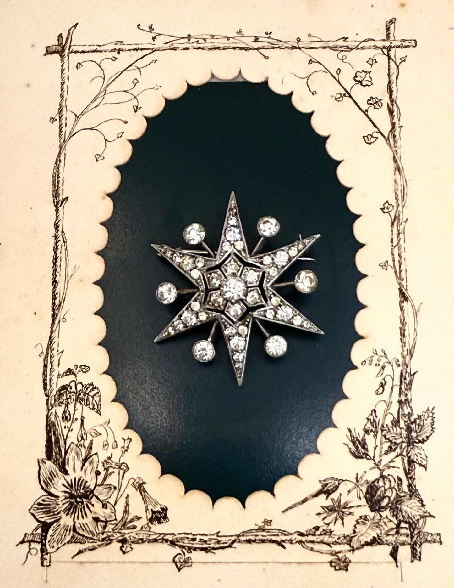 .1920s .925 silver Victorian revival Celestial starburst star bright shooting star brooch