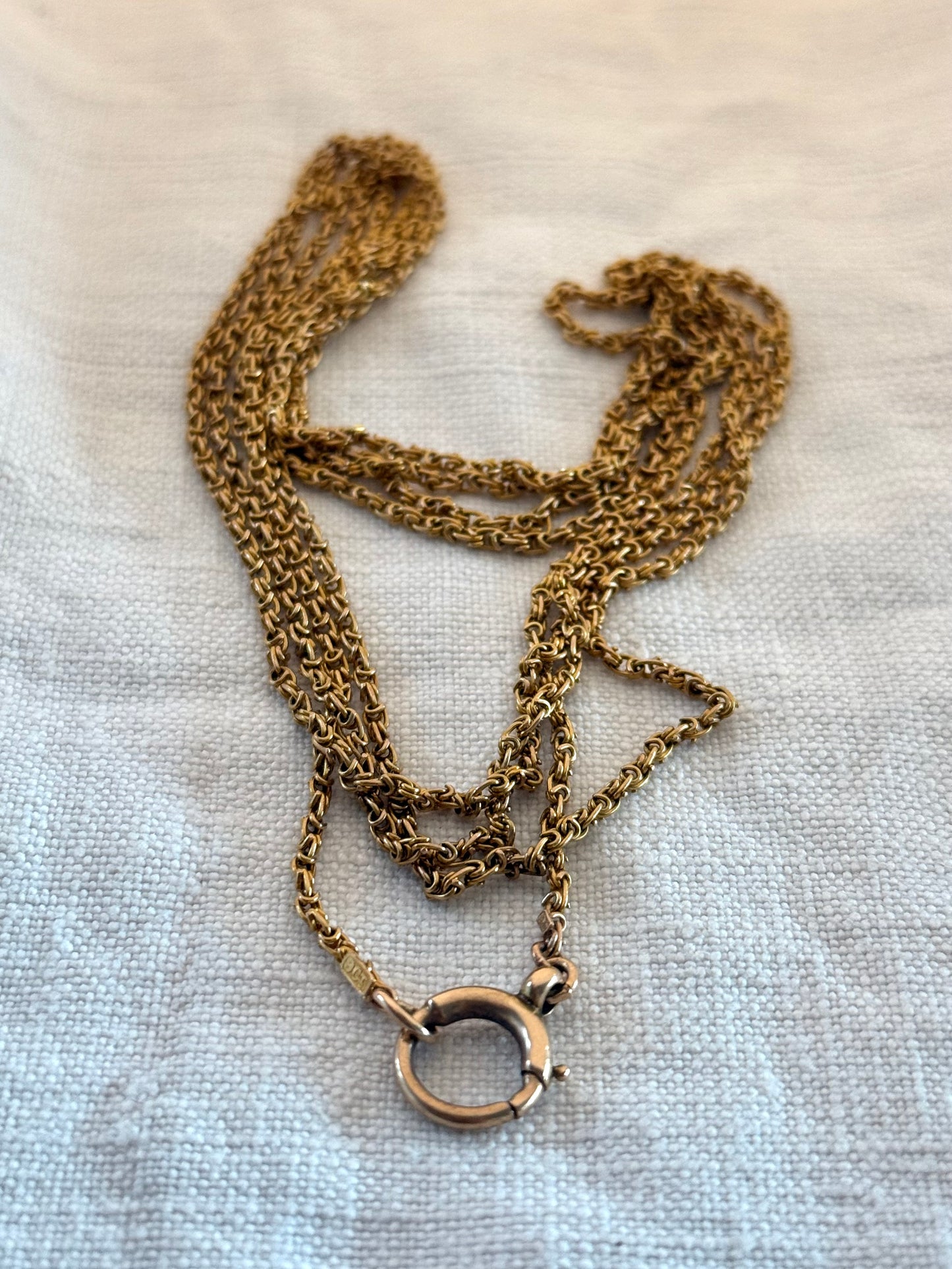 .146cm .1890s .1900s .9ct gold long antique rare and magnificent fancy link long chain guard muff chain longuard warm 9ct gold chain necklace