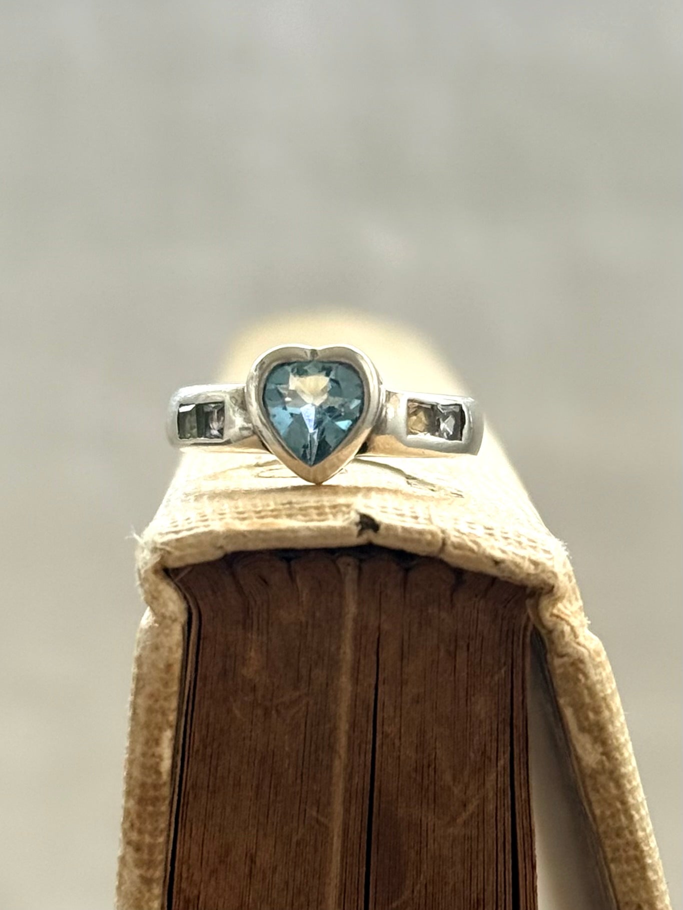 .925 heart love token modern multi topaz tourmaline gemstone ring