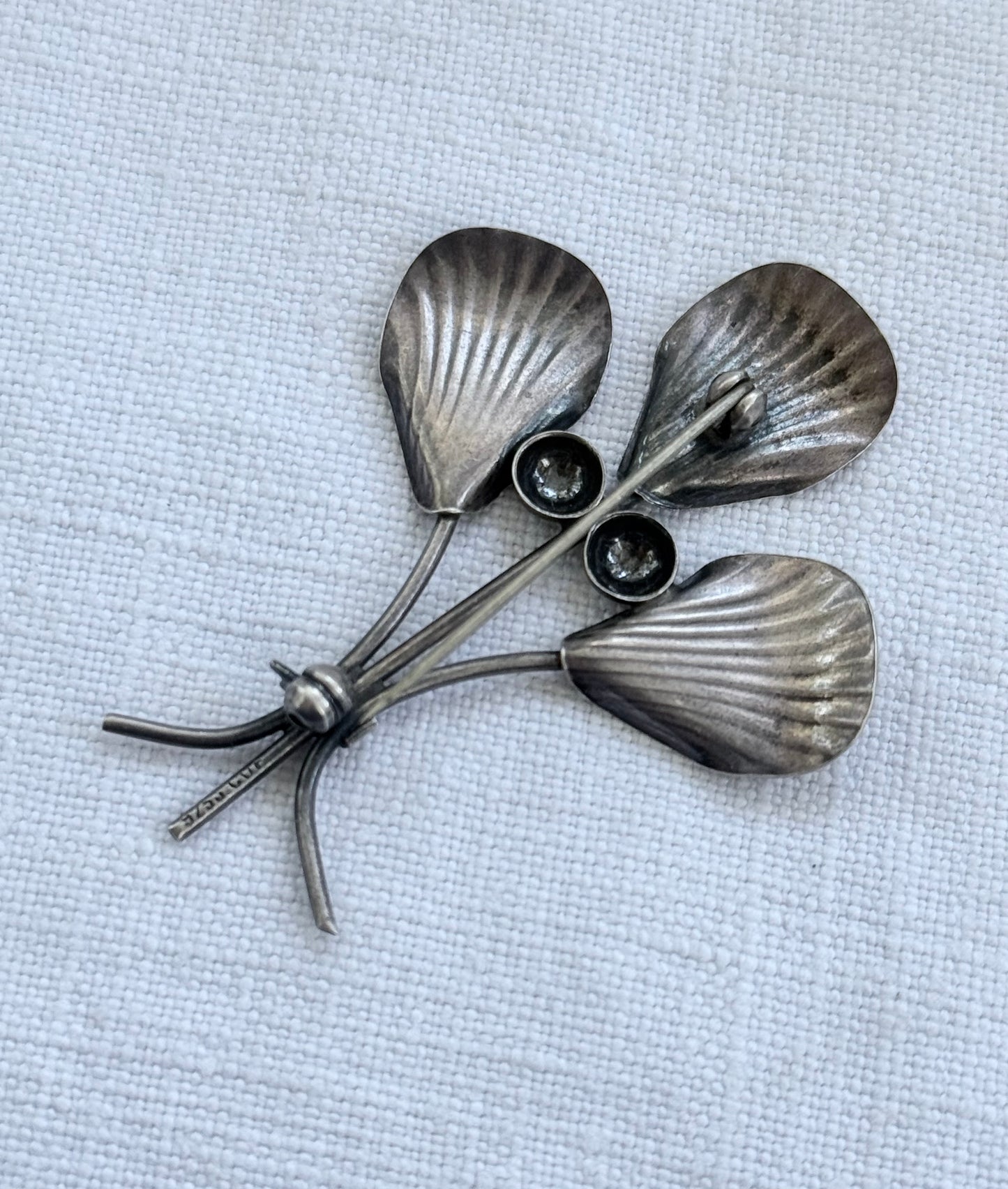 .1950s .925 modernist Scandinavian Mid Century Modern collectors leaf form brooch