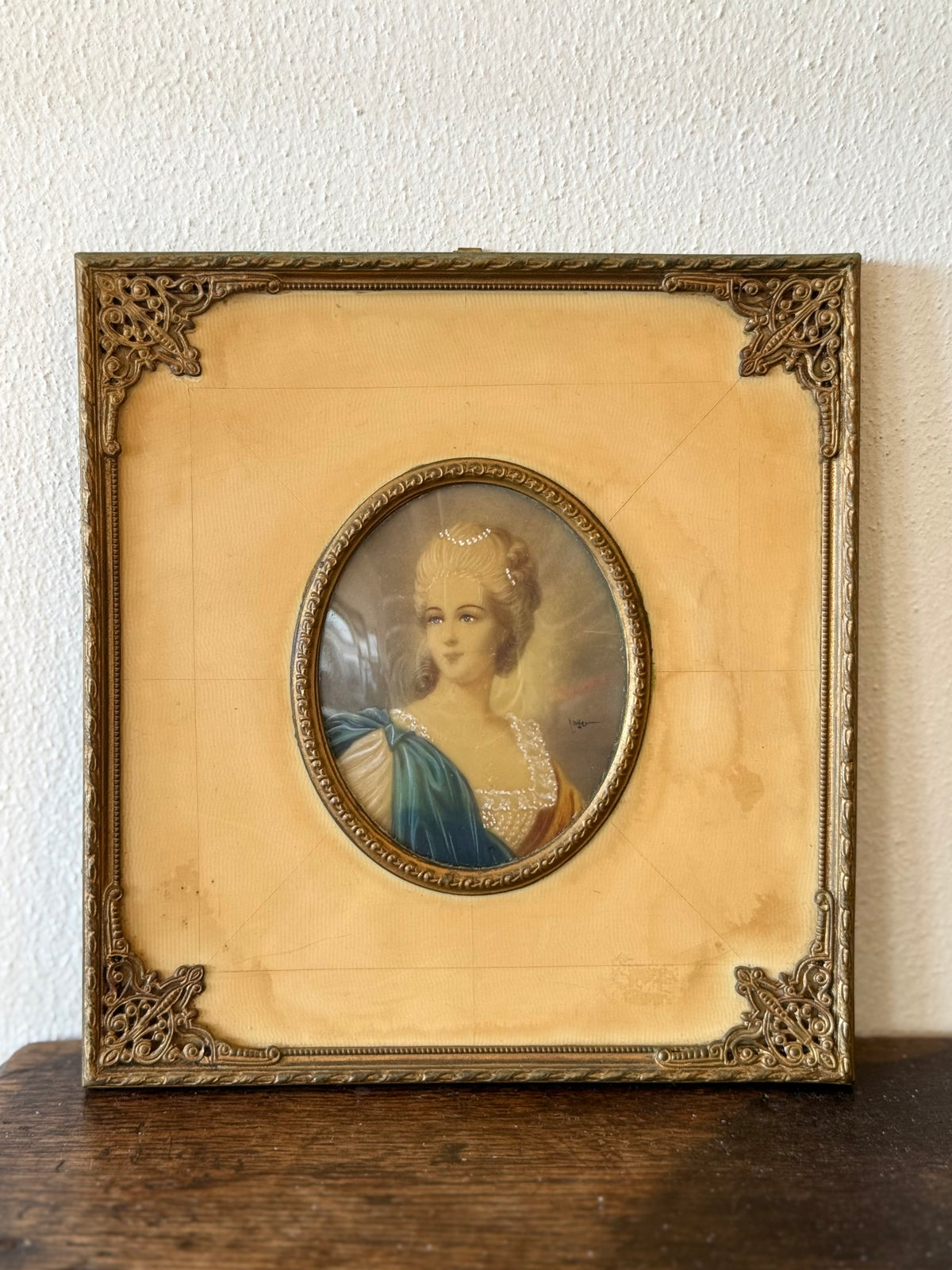 .1800s .1920s .1930s PAIR of Victorian revival miniature hand painted Dame Portraits Paintings Artist Mayer Signed
