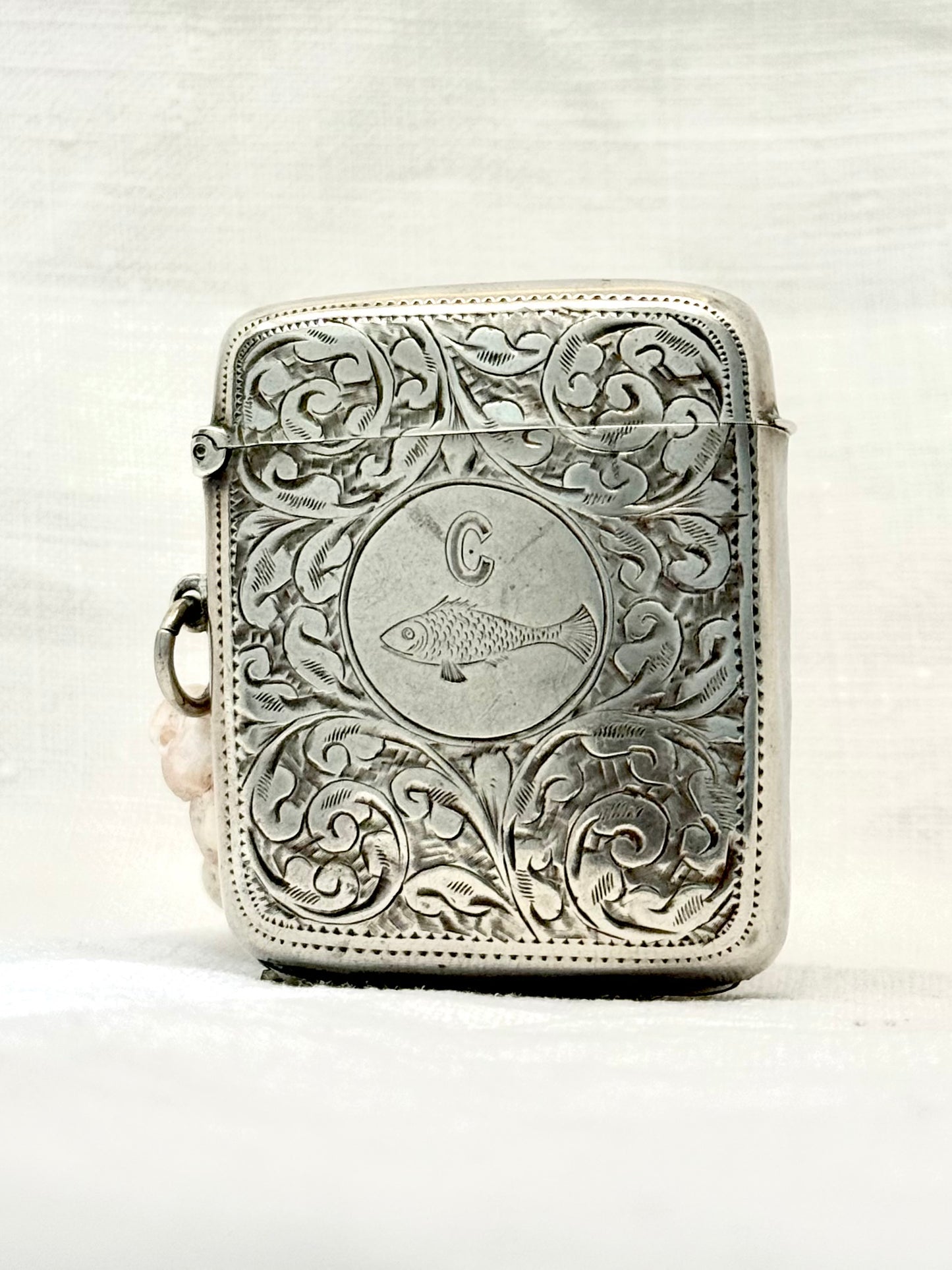 .1901 .925 antique collectors Rare Edwardian Victorian 1901 Sterling Silver Combination Match Vesta Photo frame Locket cheroot case pendant