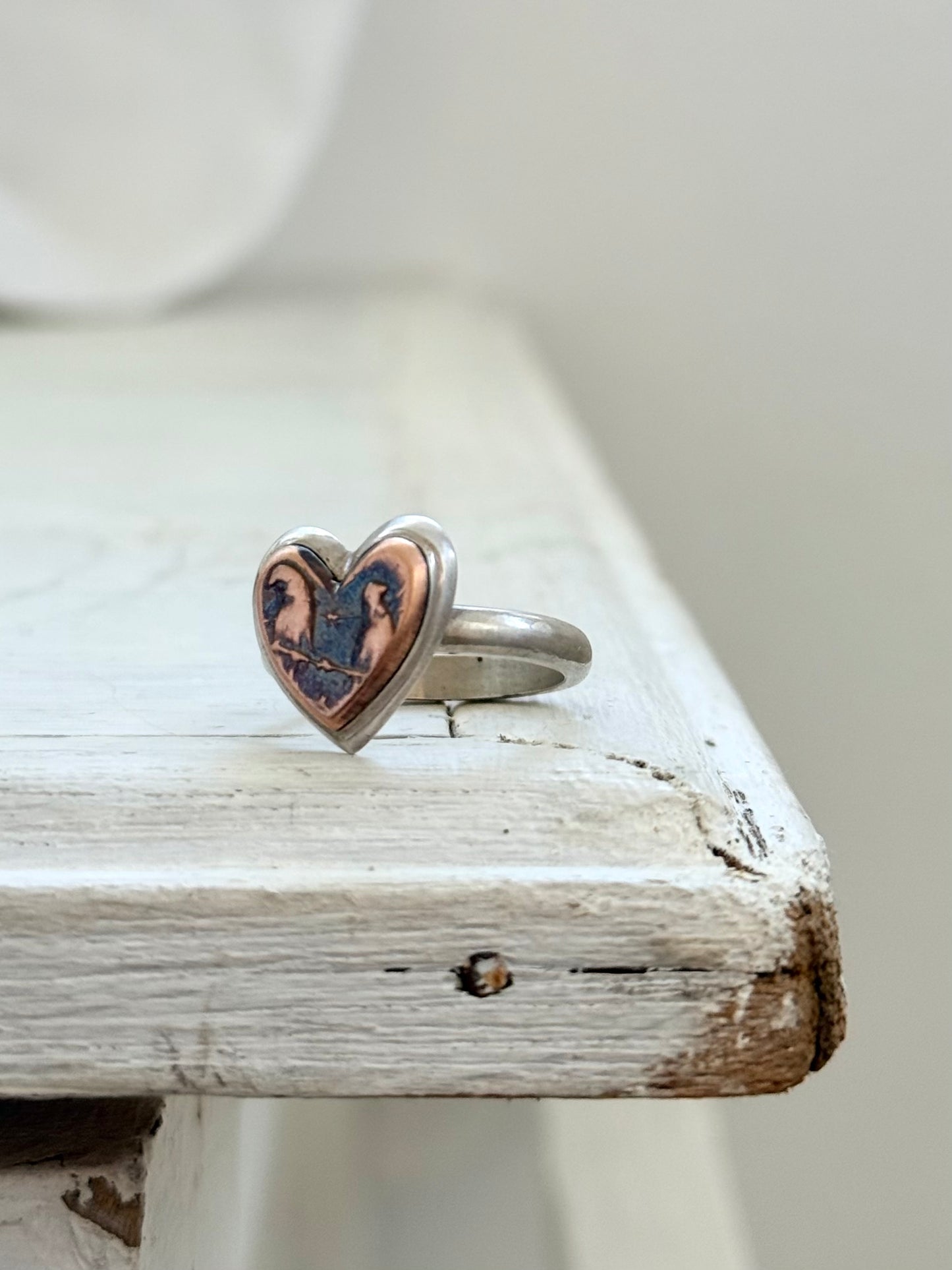 .925 .1970s .1980s South African artisan made historical heart 1cent coin signet ring