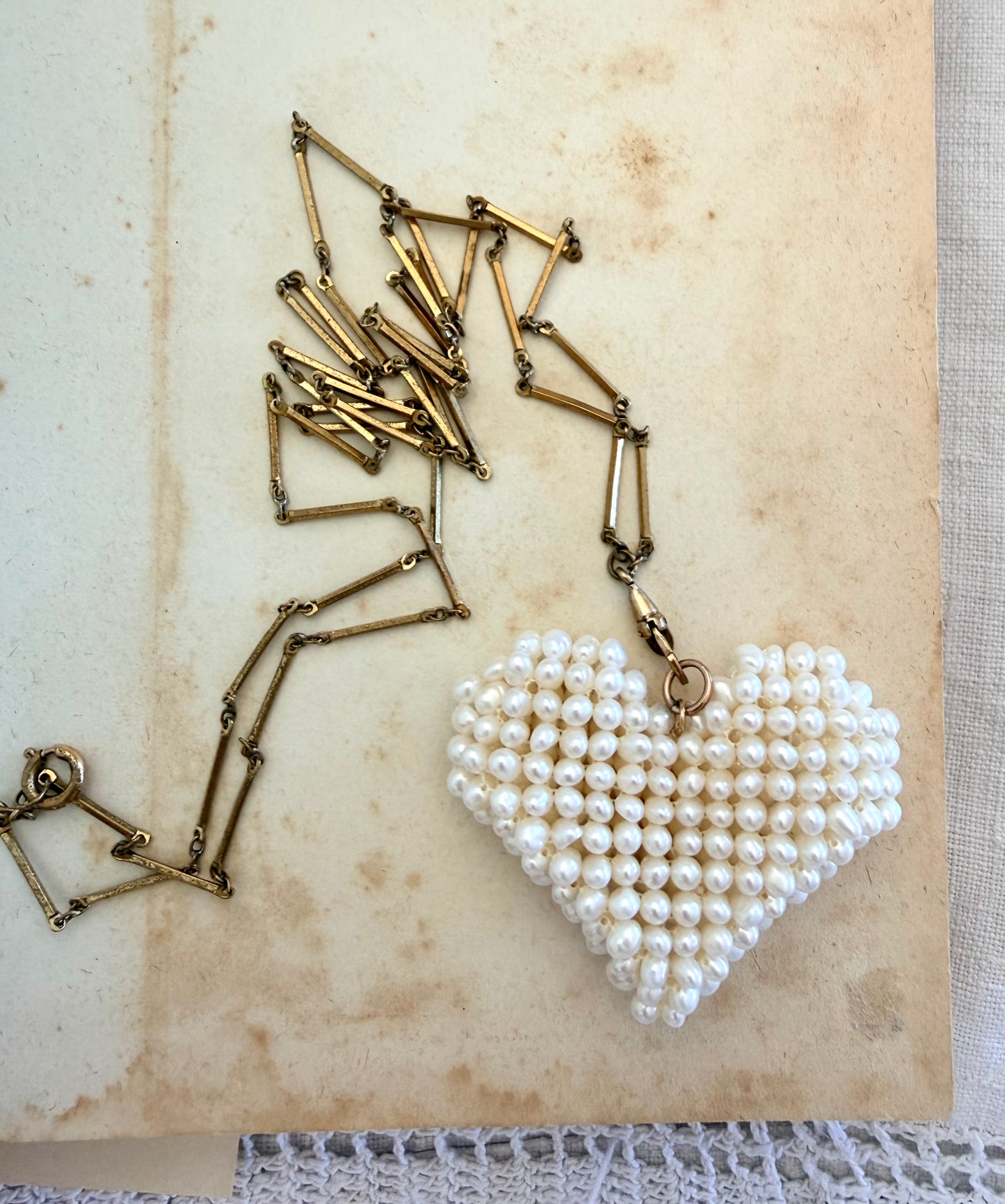 .1950s .1960s .1980s cultured pearl crochet heart modern pop art oversized real pearls and gold heart pendant