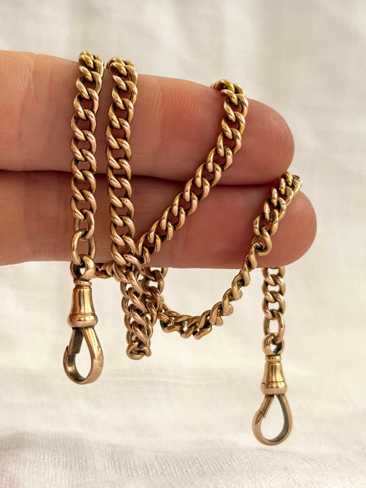 .1920 .375 .9ct antique desirable Edwardian graduated solid gold hallmark 375 gold fob chain necklace