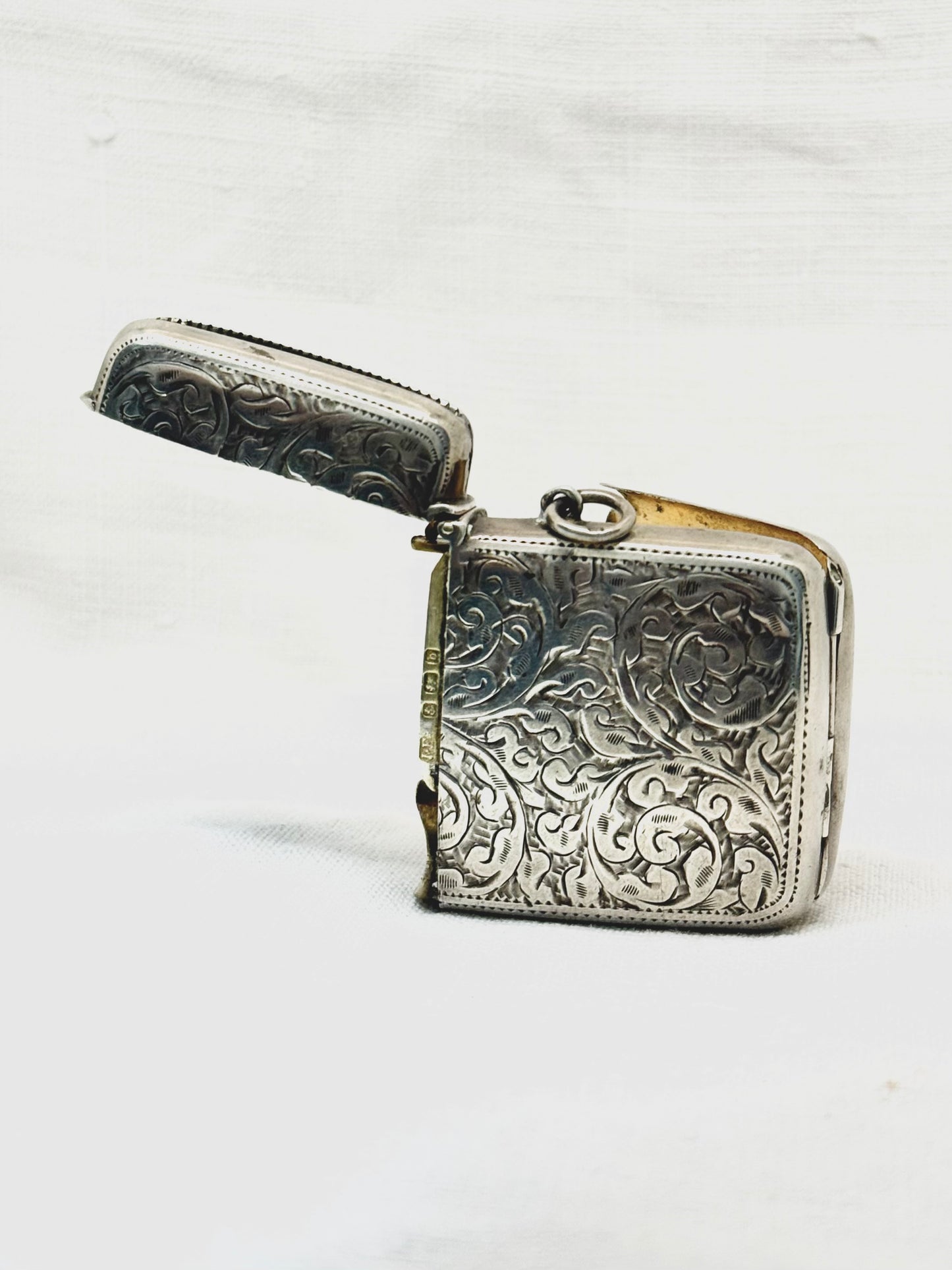 .1901 .925 antique collectors Rare Edwardian Victorian 1901 Sterling Silver Combination Match Vesta Photo frame Locket cheroot case pendant