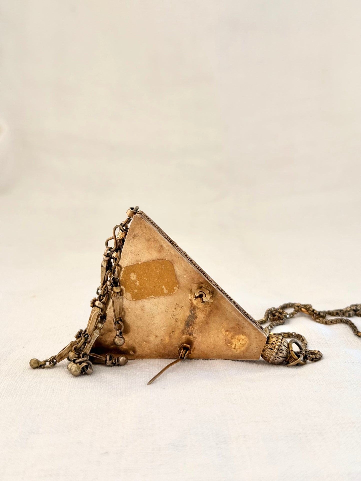 .925 Bezalel Yemenite filigree gilt silver amulet pendant