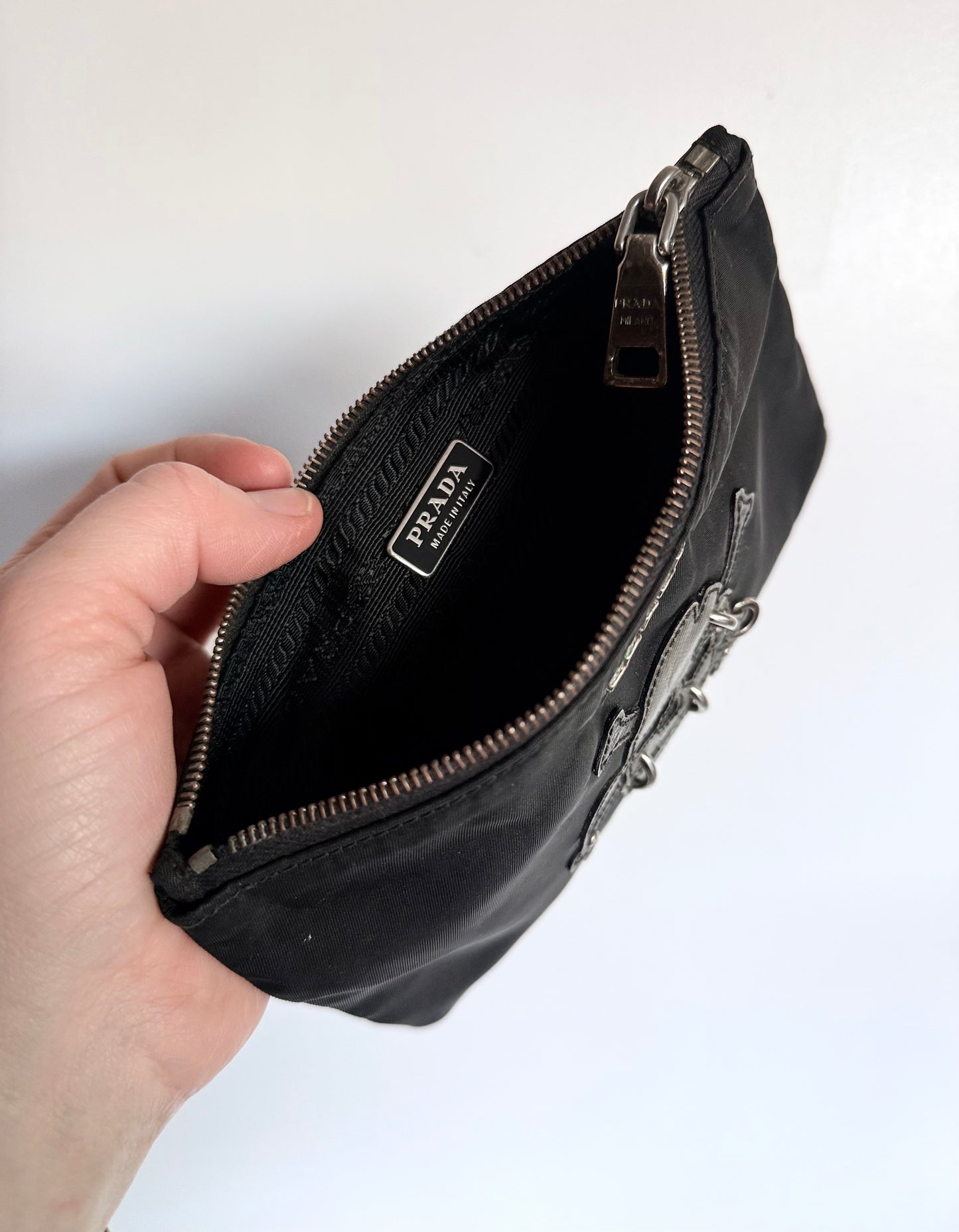 .1990s .2000s designer PRADA Pirate skull black fashion Pouch zipper bag