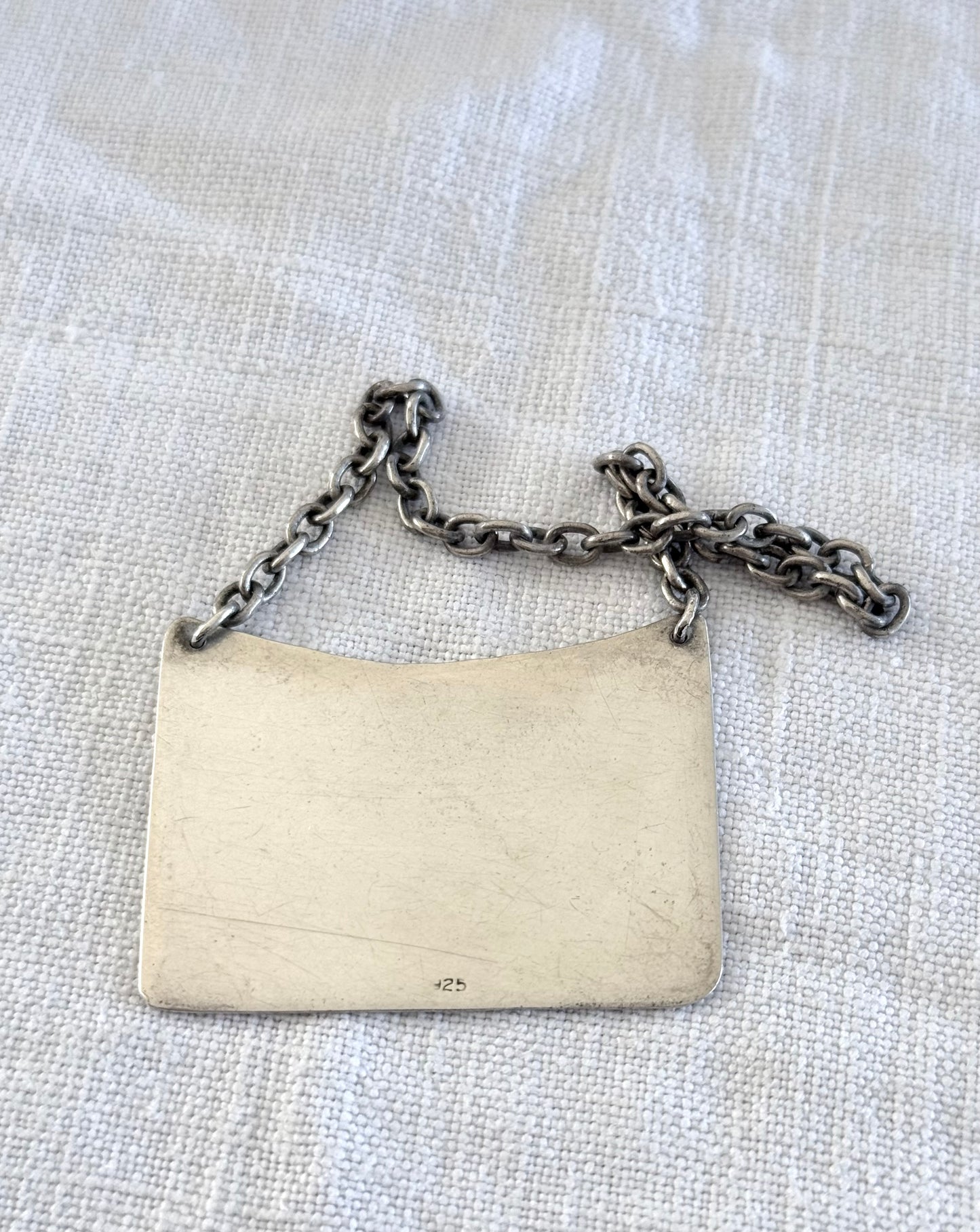 .925 alcohol Port decanter sterling silver liquor bottle label tag