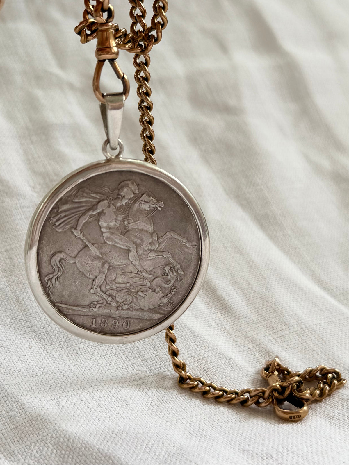 1890 .925 antique Sterling silver Victorian Antique Solid Silver English Crown love token Coin pendant