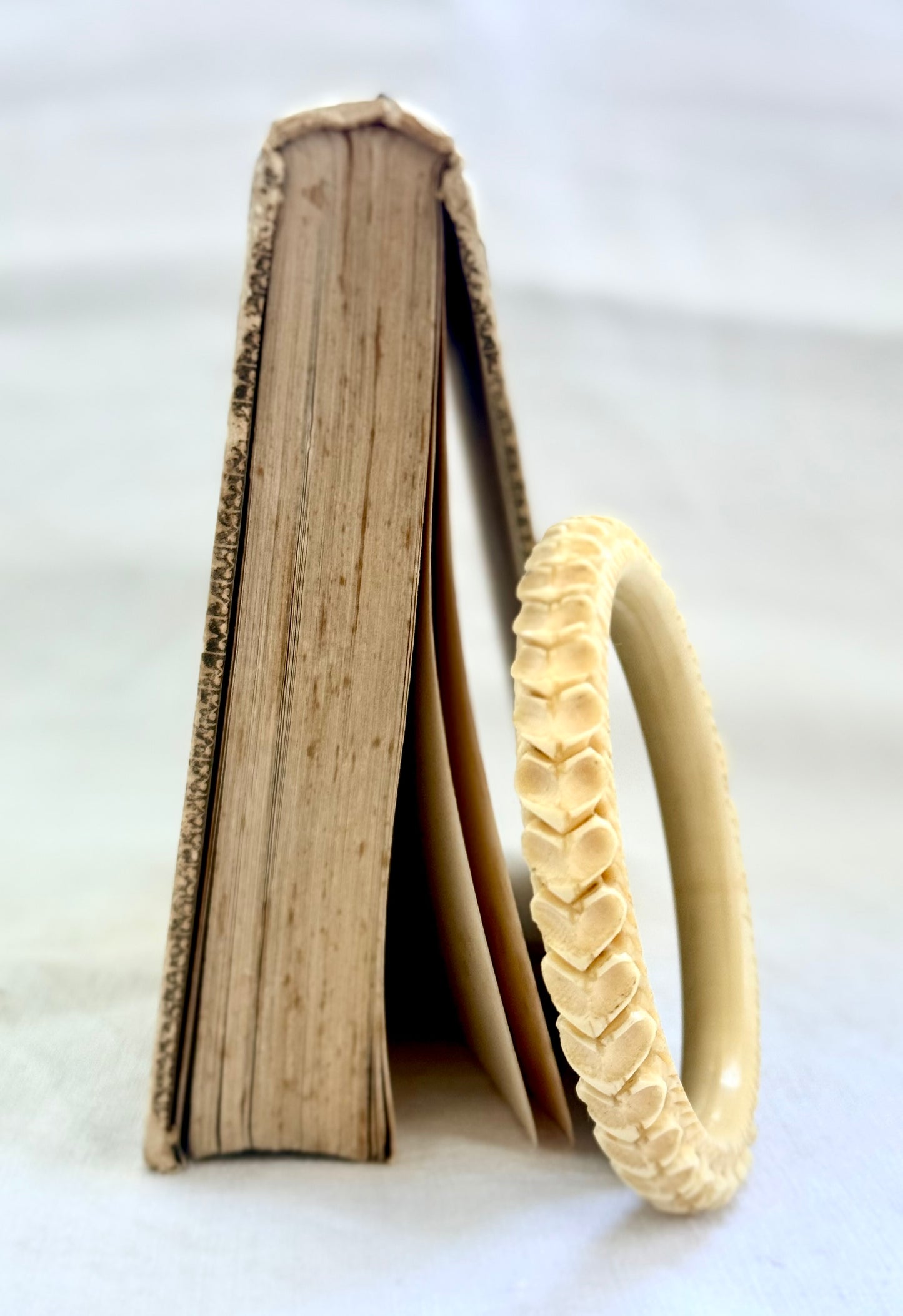 .1800s antique Victorian Romantic hearts love token pre ban ivory bone hand carved Victorian hearts finely pierced high detail carved ivory bone heirloom stack bangle