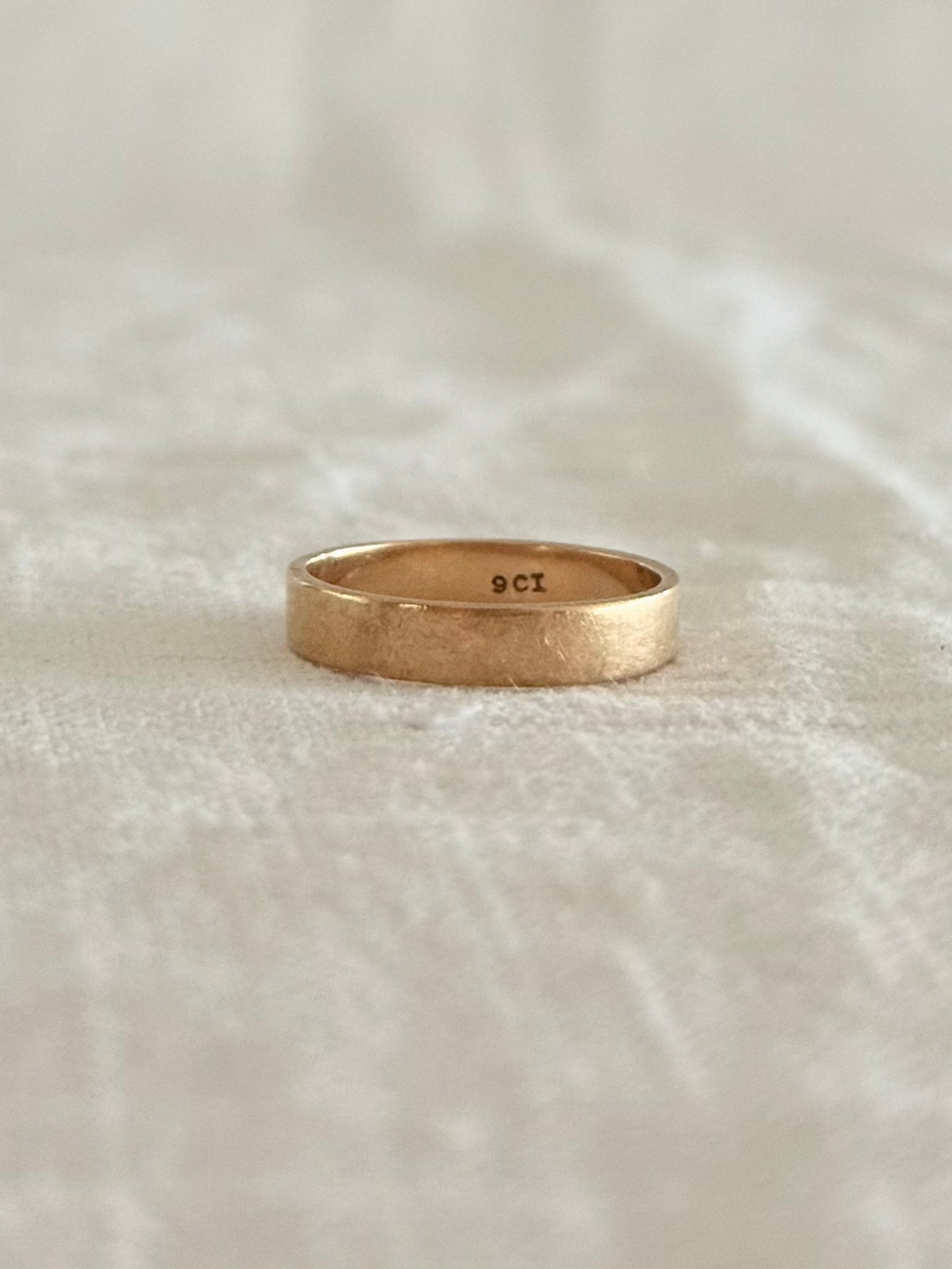 .375 .3.8mm wide .9ct yellow gold classic heirloom solid gold ring band