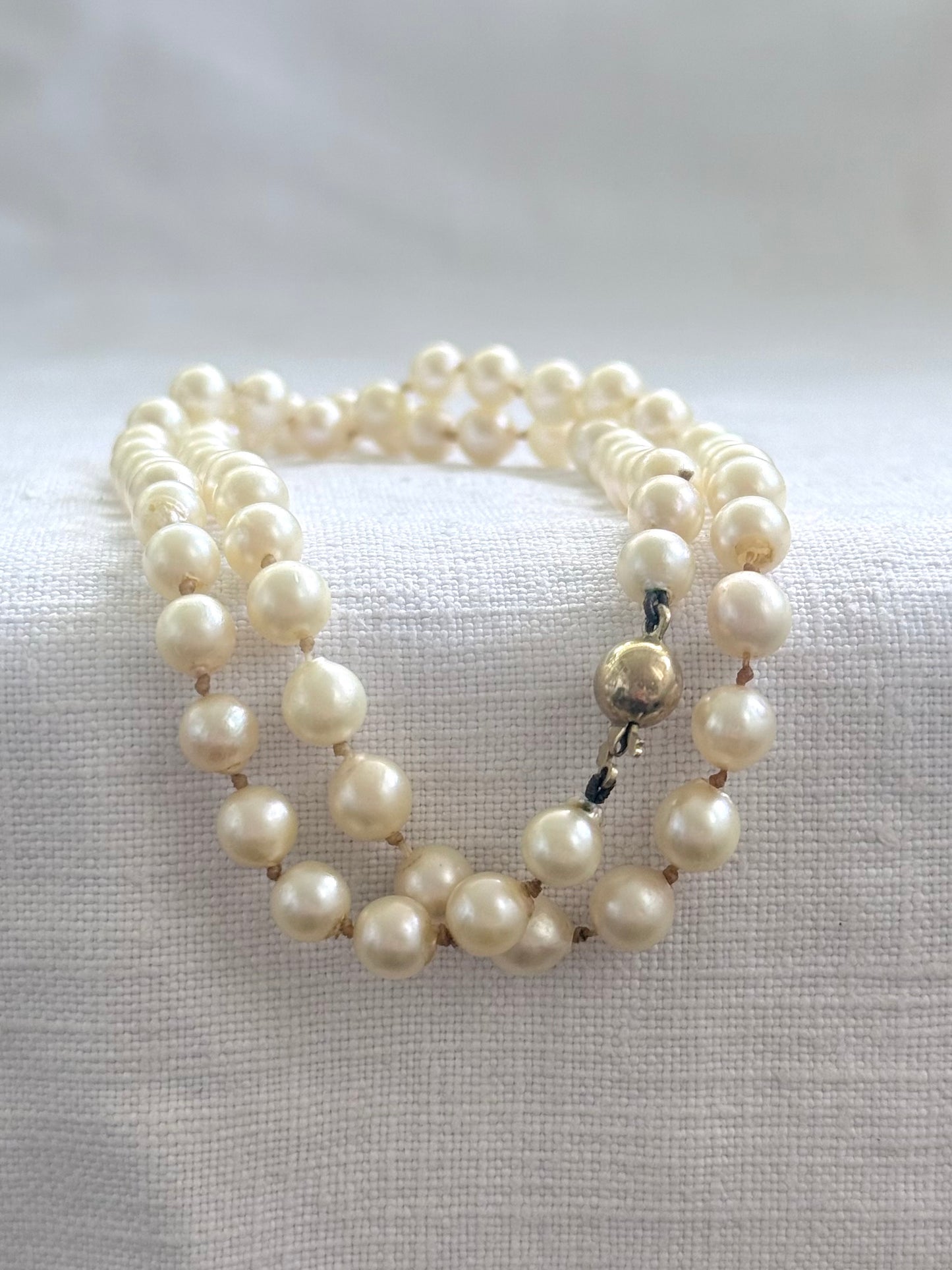 .375 .53cm long .9ct gold heirloom pearlescent pearl string of luxury real pearls necklace