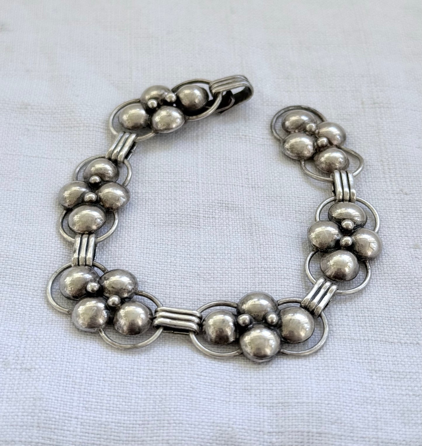 .1940s .1950s .925 Candida designer Collectors Mid 20th century Sterling Silver collectors Joe Calafato Candida geometric form modernist heirloom South African artisan abstract flower form bracelet